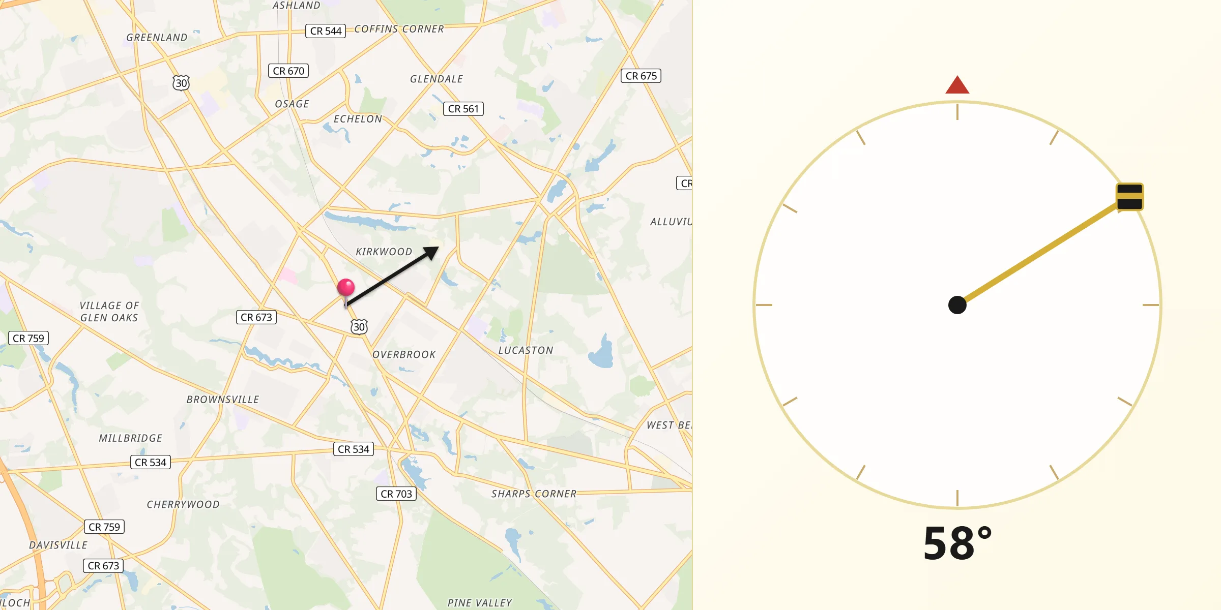 Qibla Direction from Lindenwold