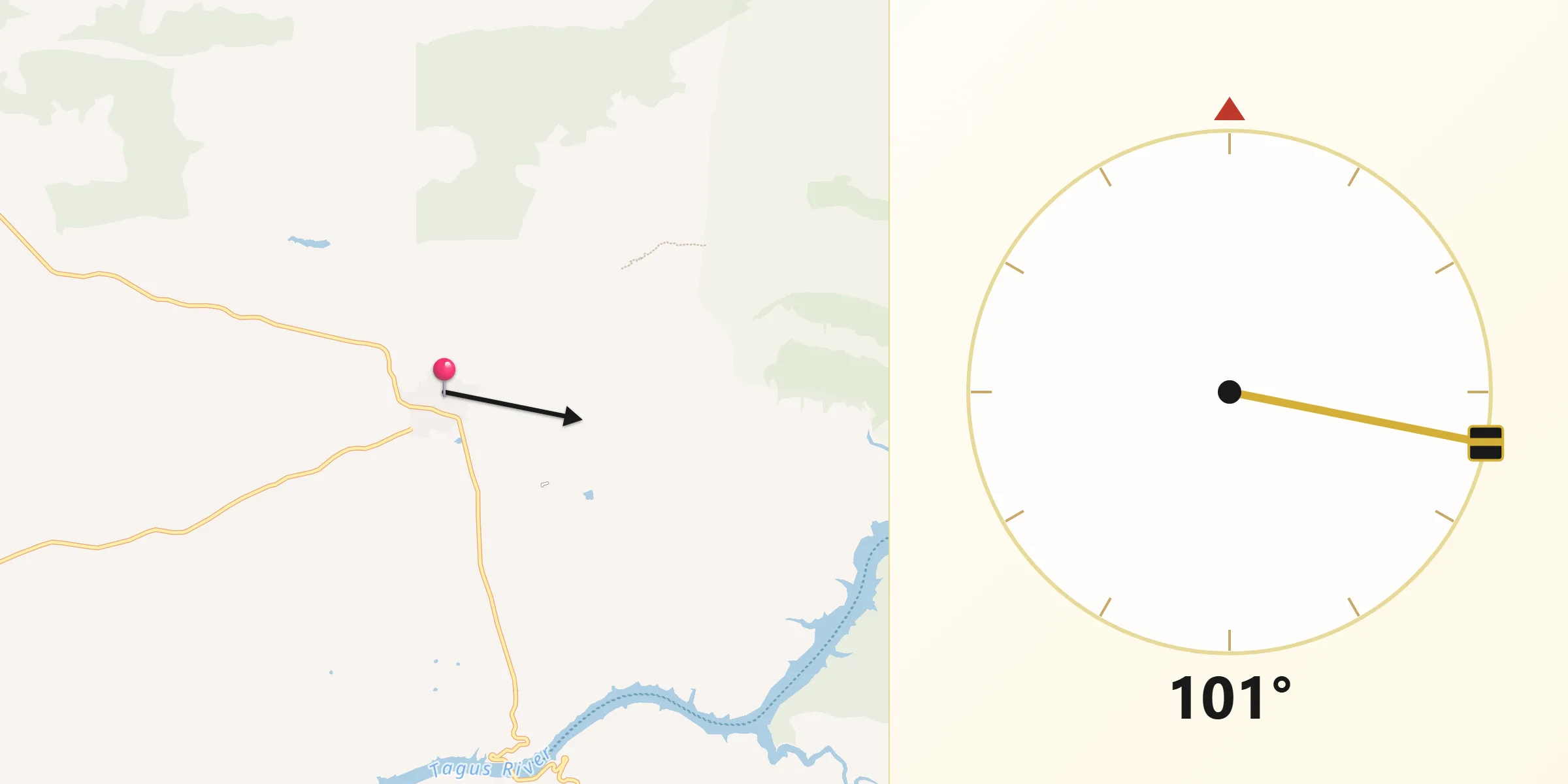 Dirección de la Qibla desde Serradilla