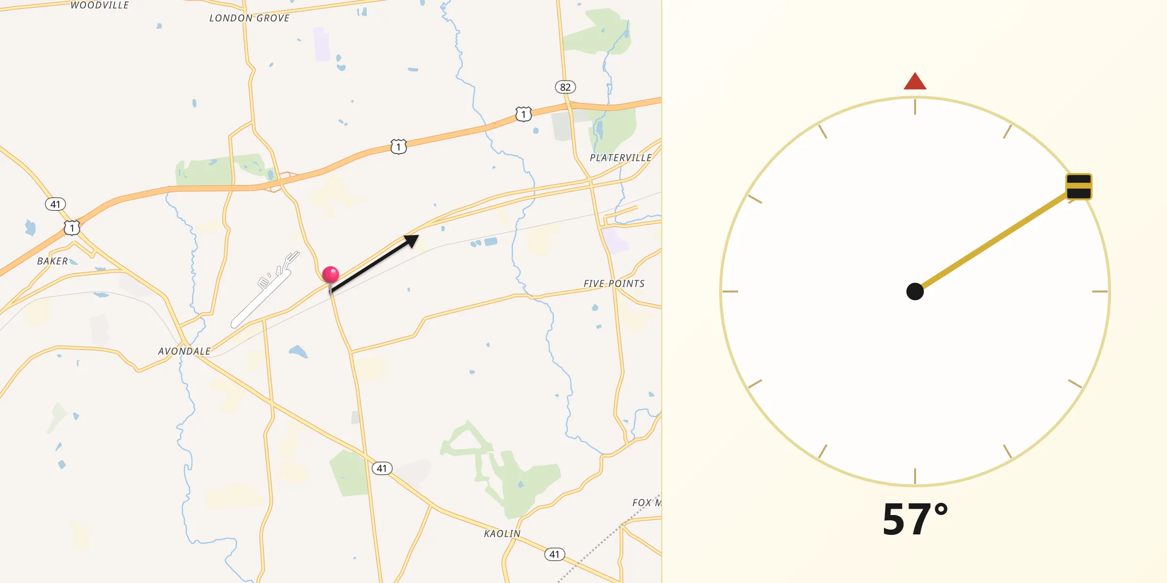 Qibla Direction from Toughkenamon
