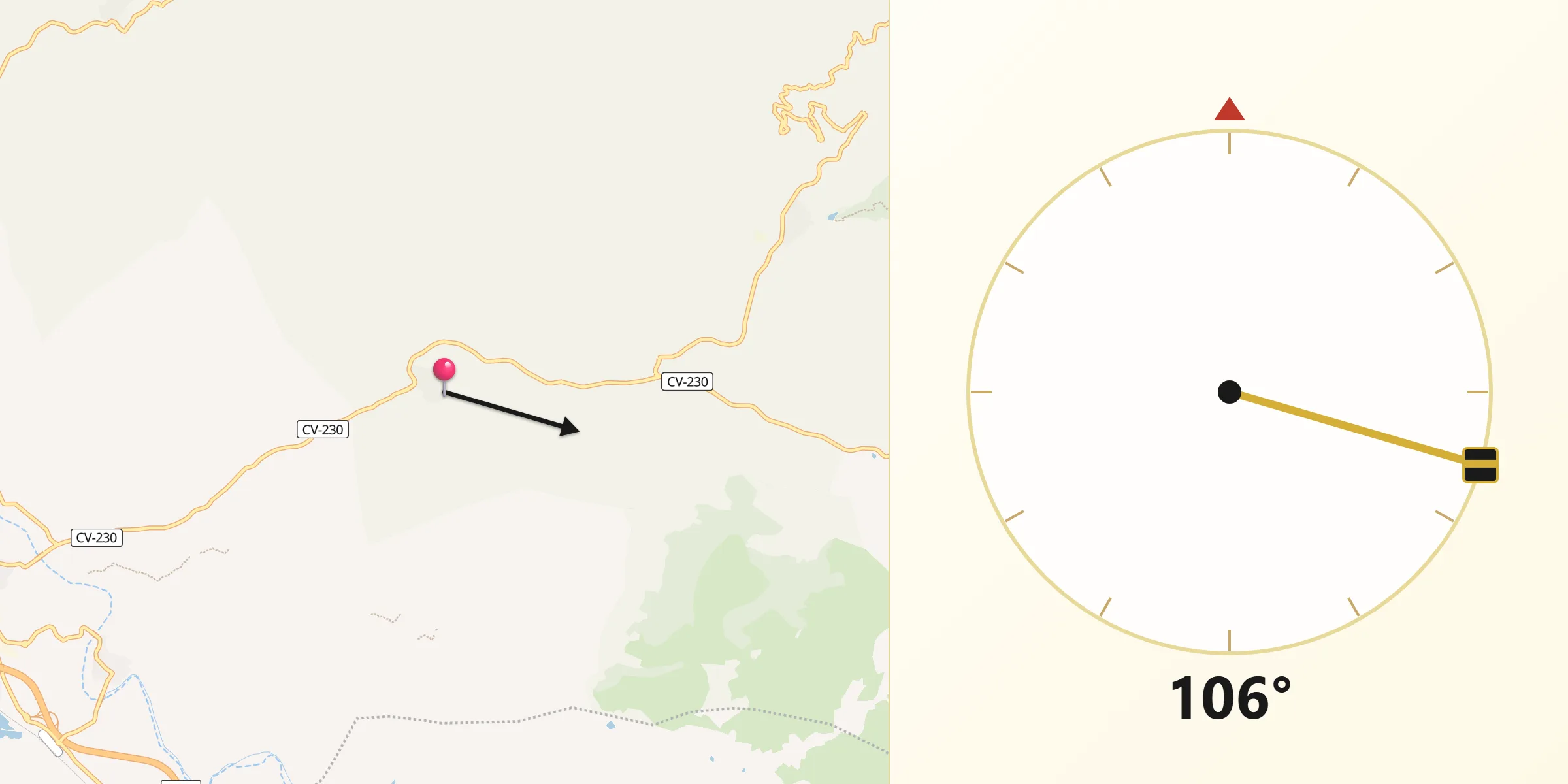Dirección de la Qibla desde Azuébar