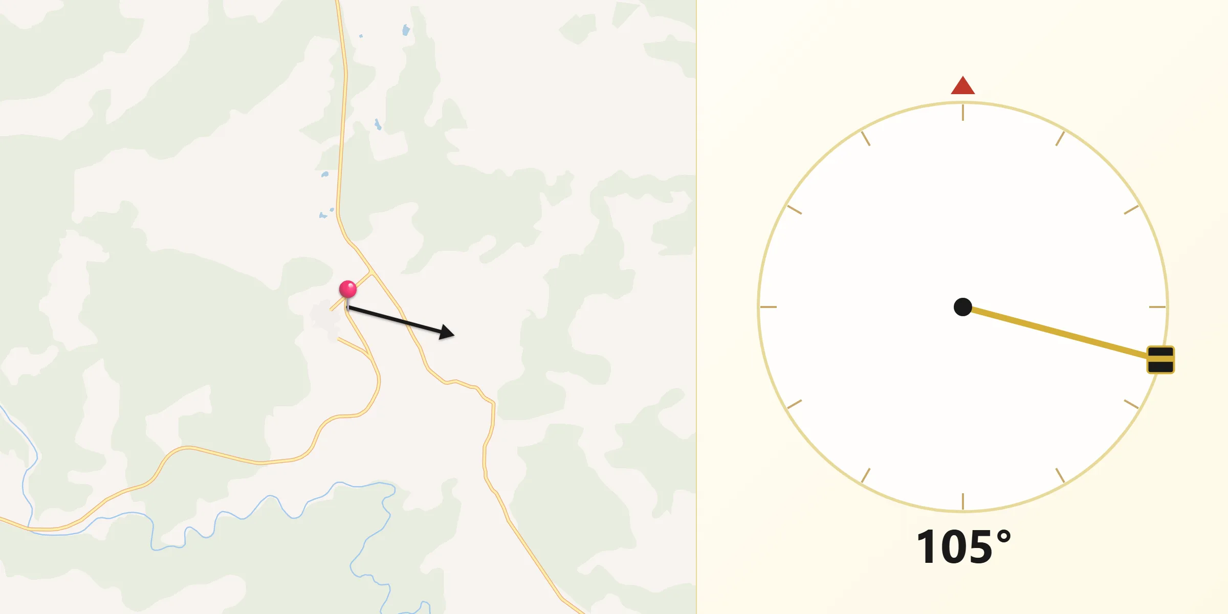 Dirección de la Qibla desde Arguisuelas