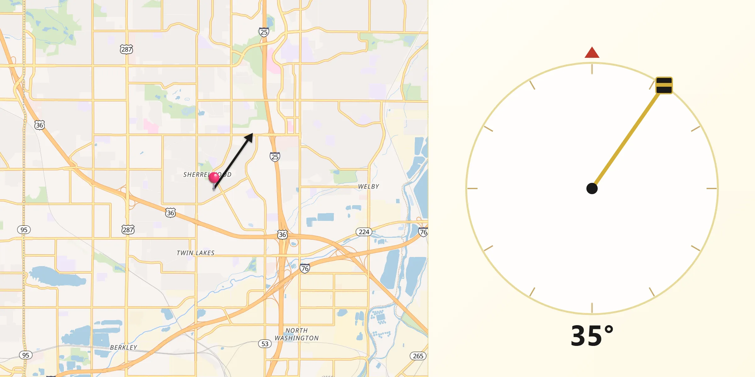 Qibla Direction from Sherrelwood