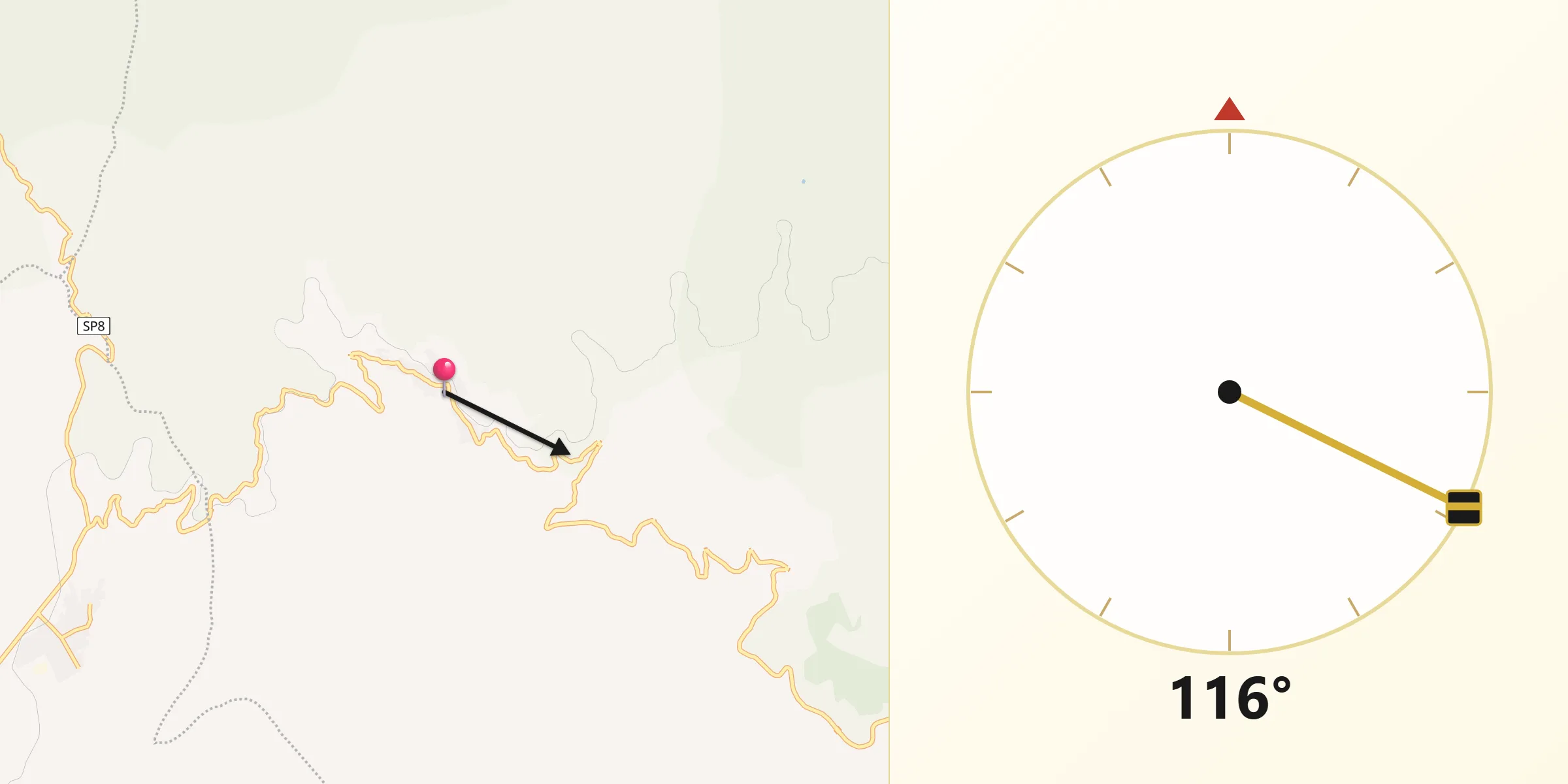 Direzione della Qibla da Seui