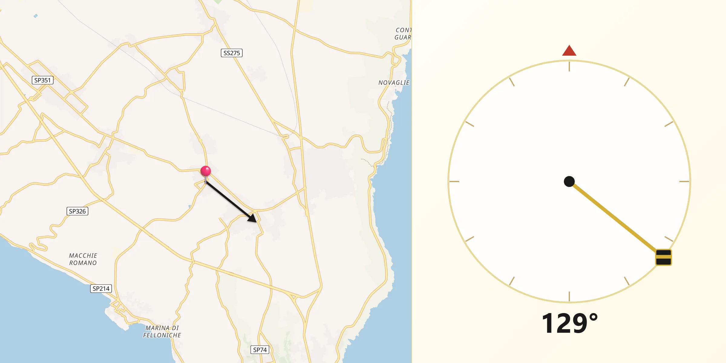 Direzione della Qibla da Patù