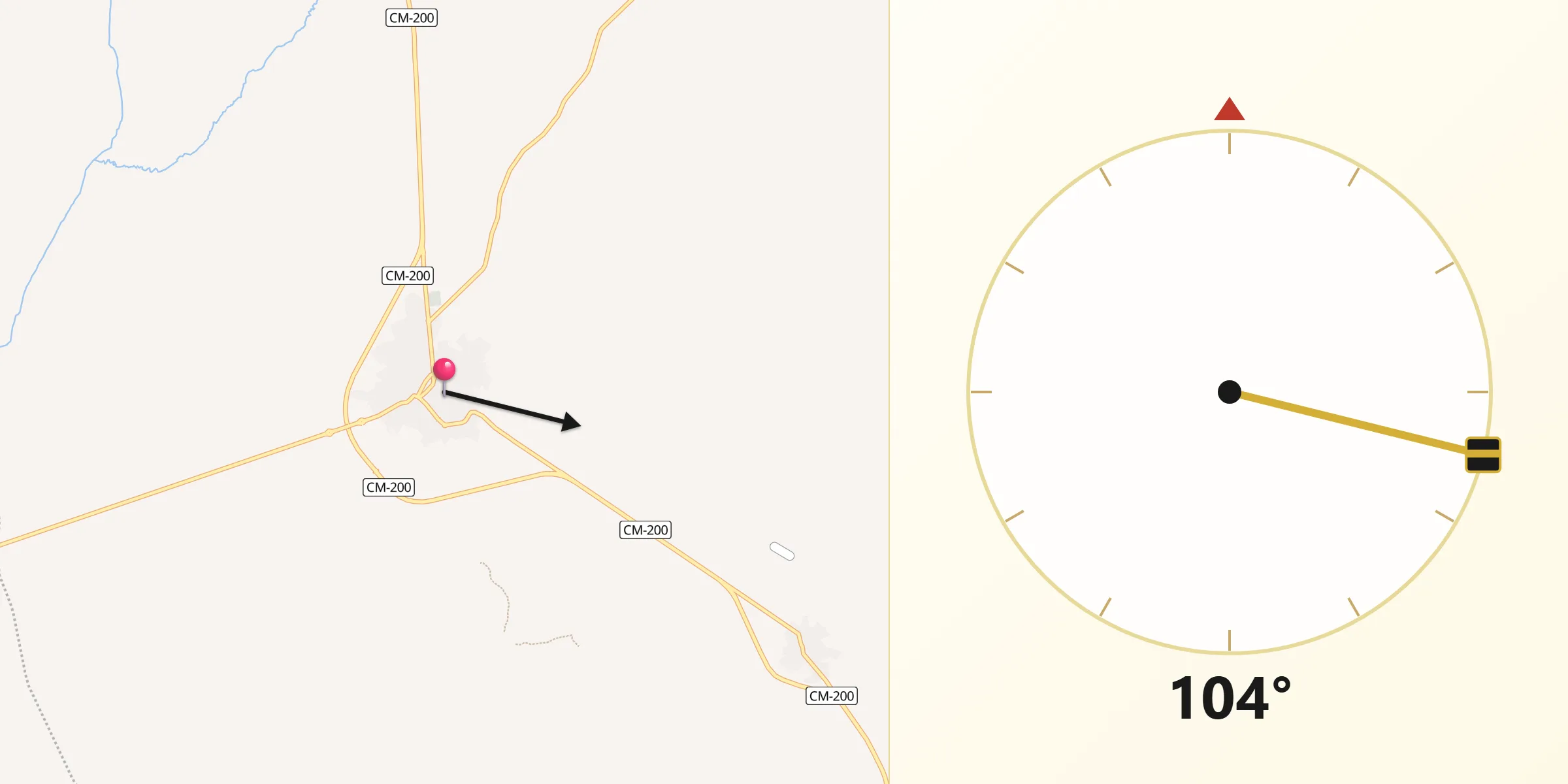 Dirección de la Qibla desde Horcajo de Santiago