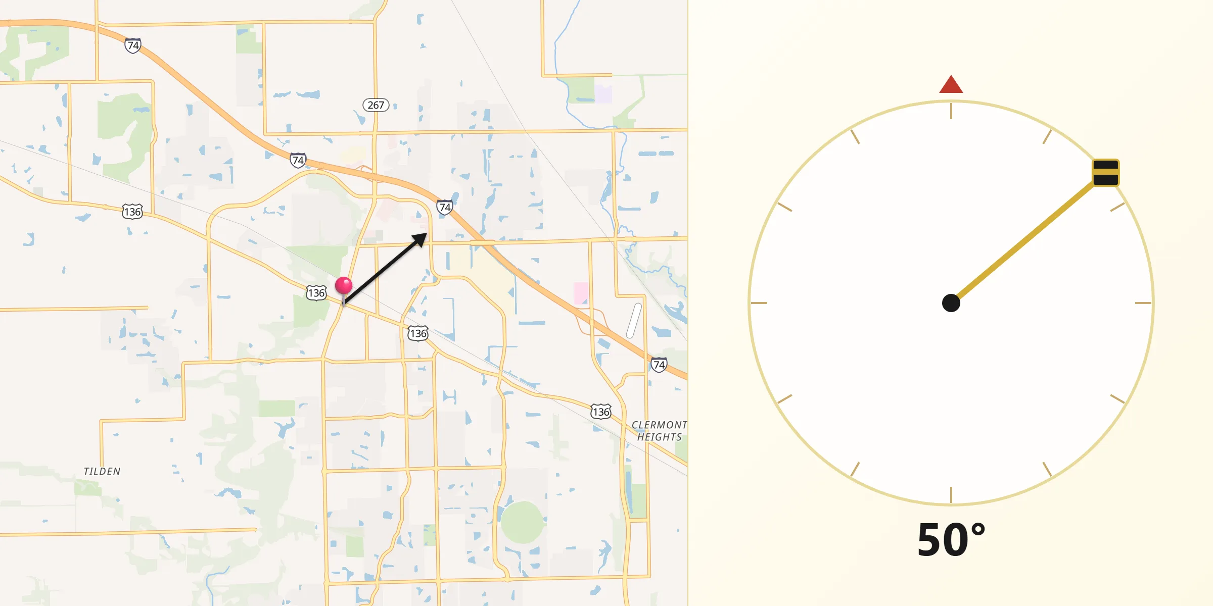 Qibla Direction from Brownsburg
