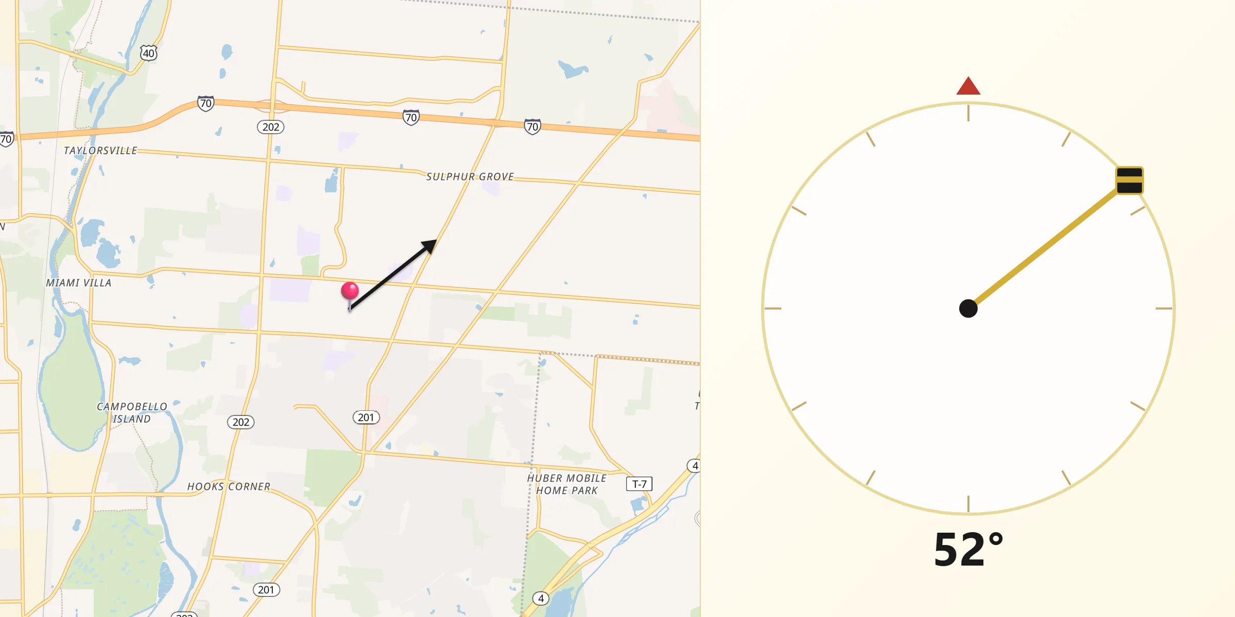 Qibla Direction from Huber Heights