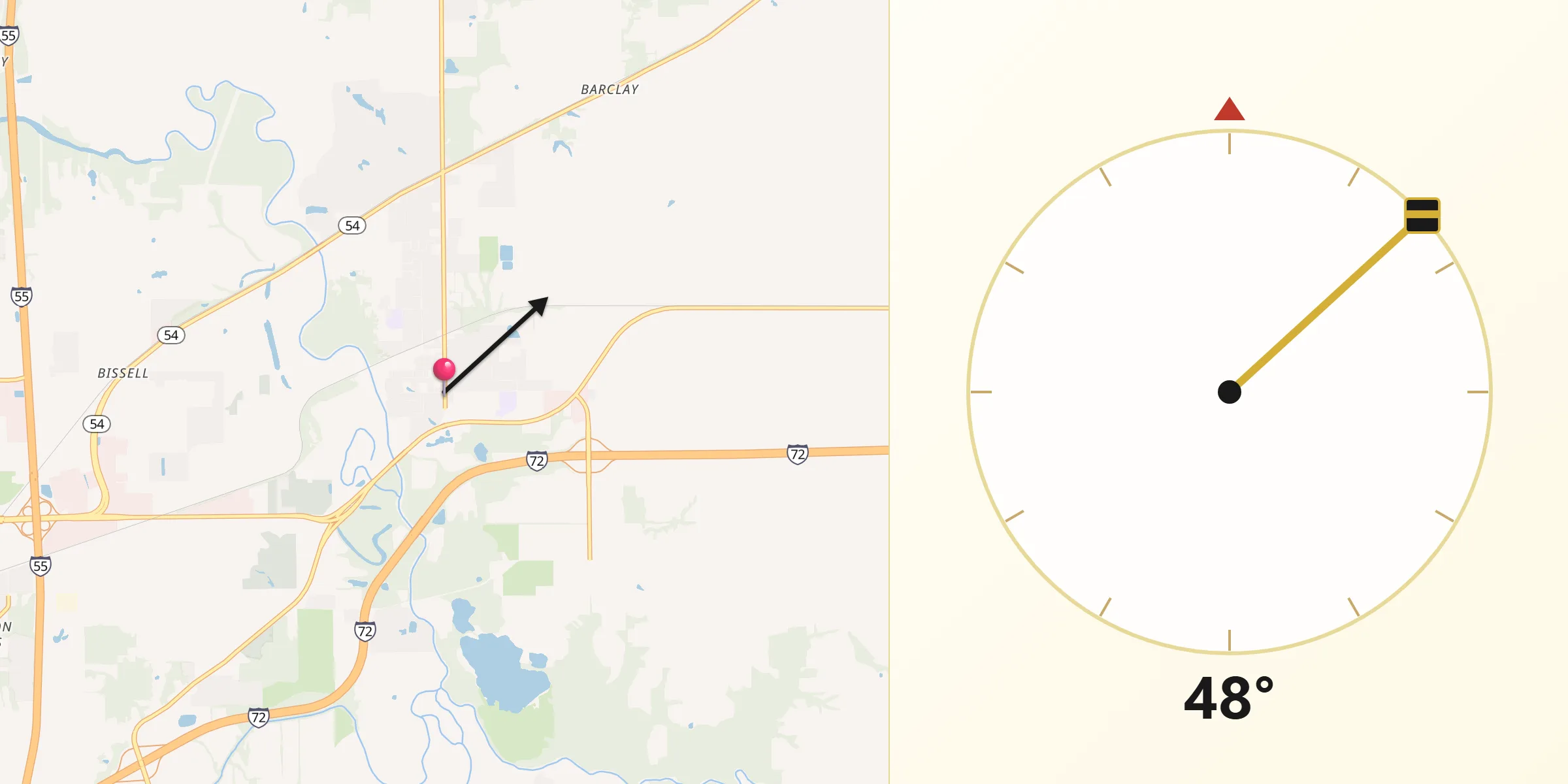 Qibla Direction from Riverton