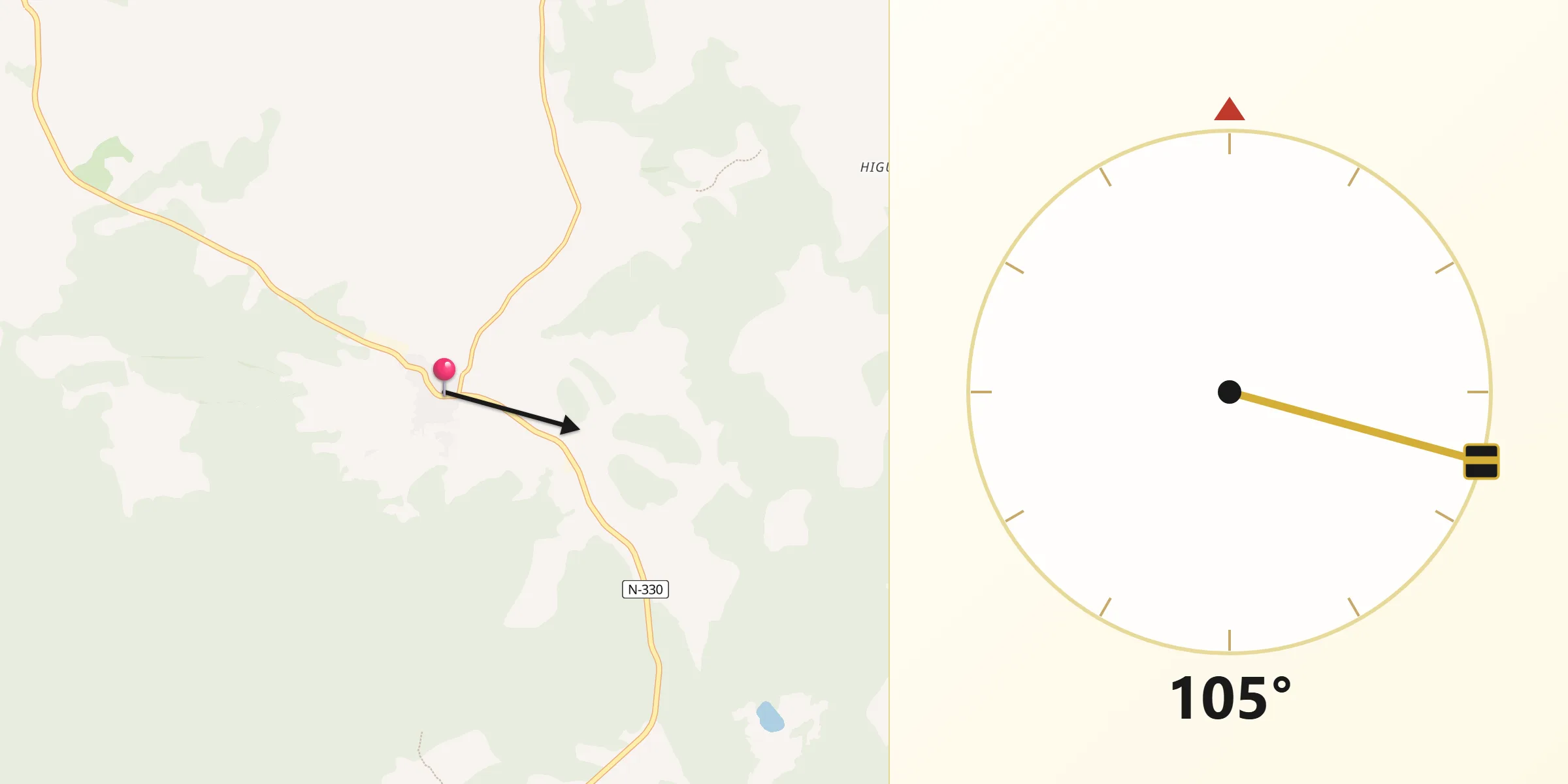 Dirección de la Qibla desde Talayuelas