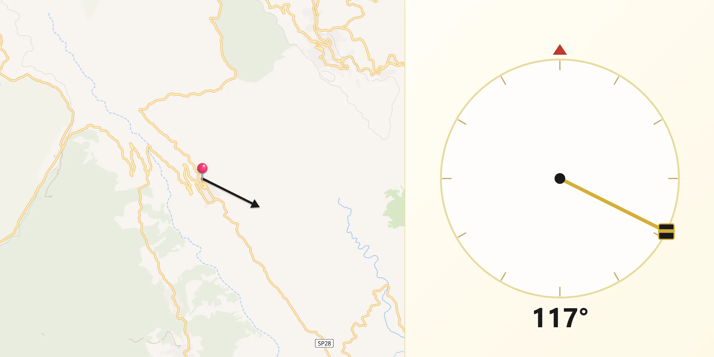 Direzione della Qibla da Gairo Sant'Elena
