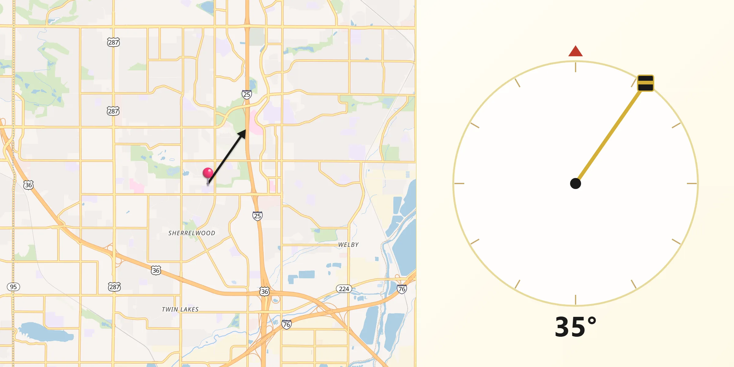 Qibla Direction from Federal Heights