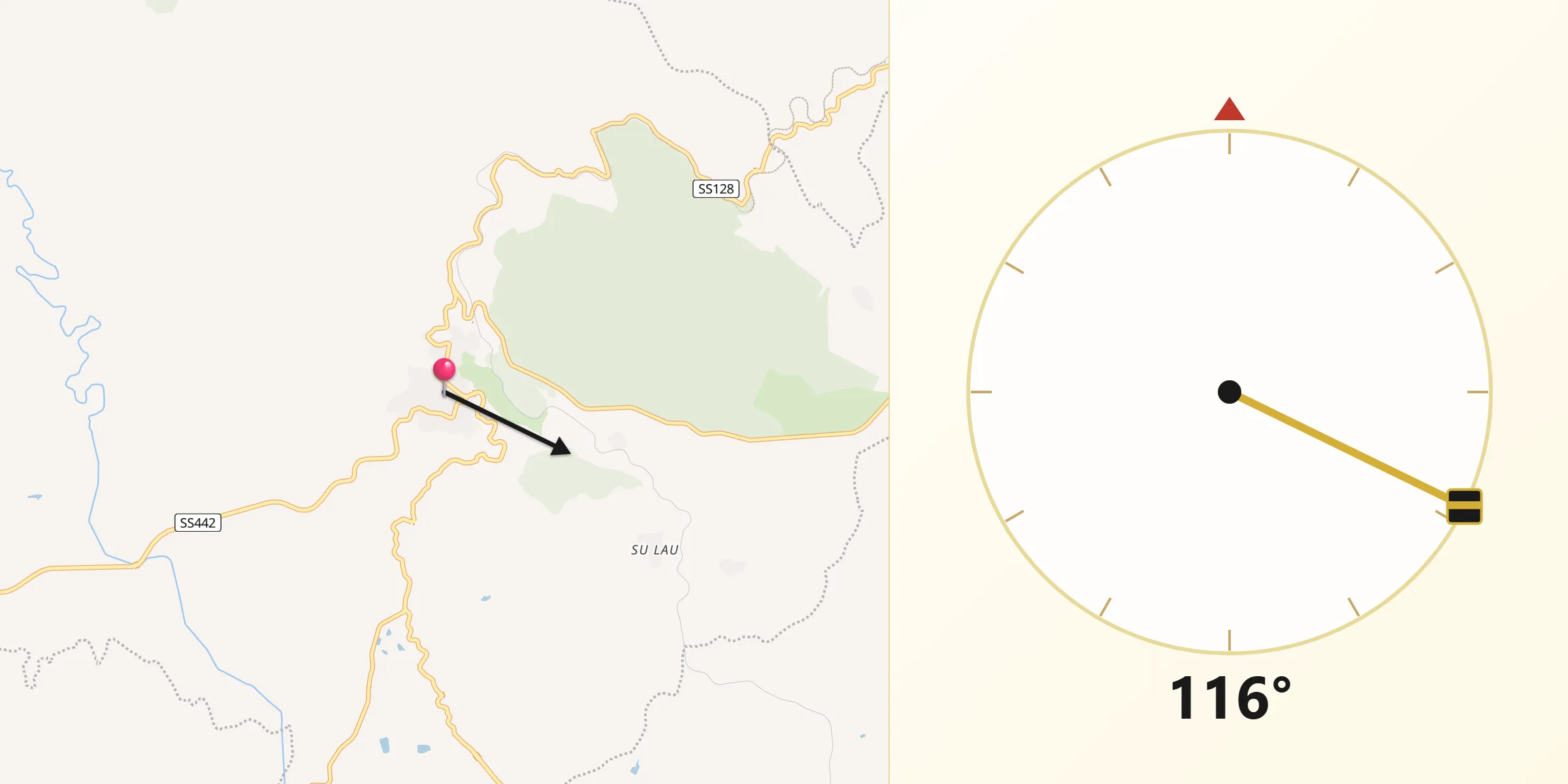 Direzione della Qibla da Laconi