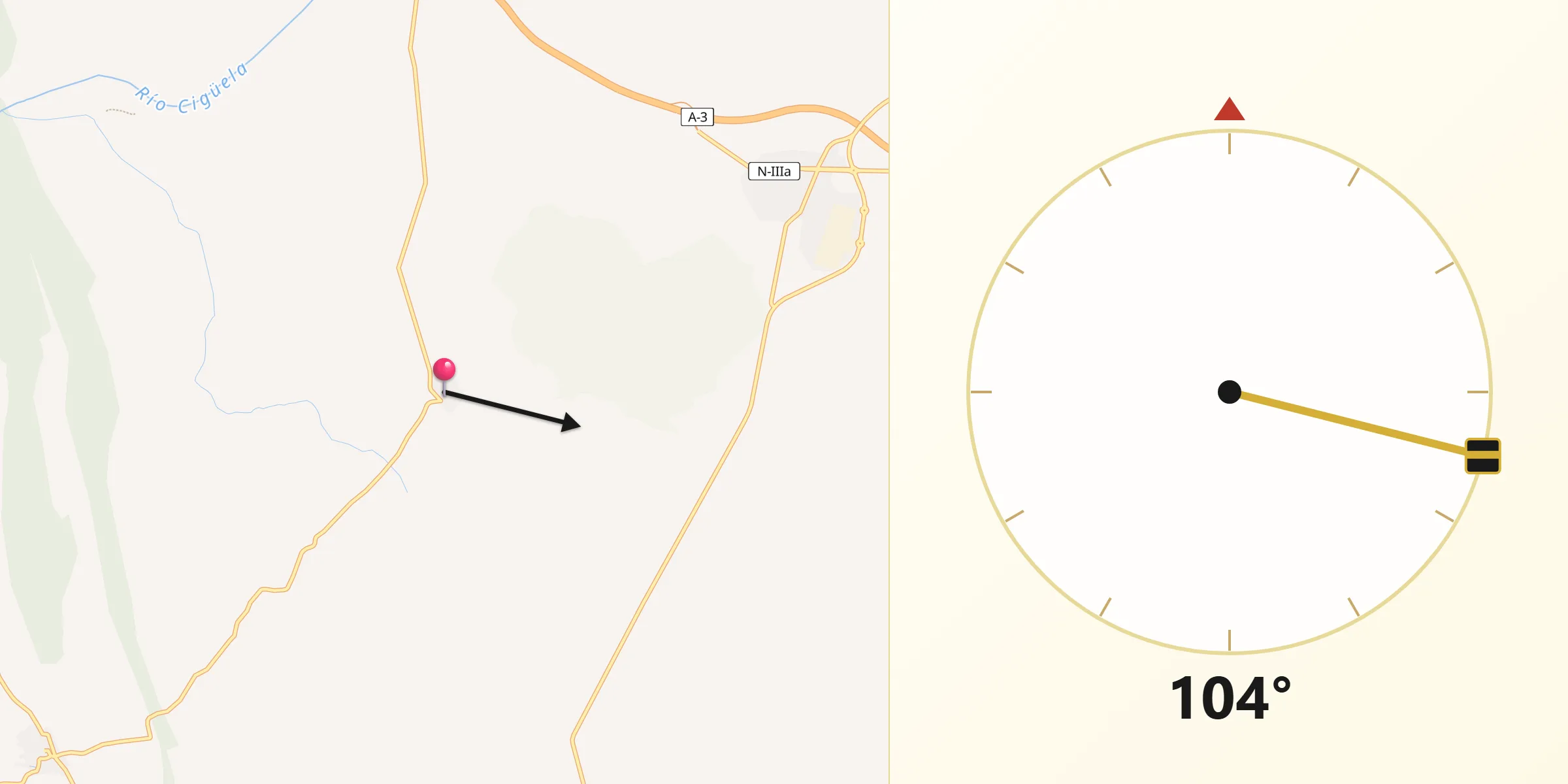 Dirección de la Qibla desde El Hito