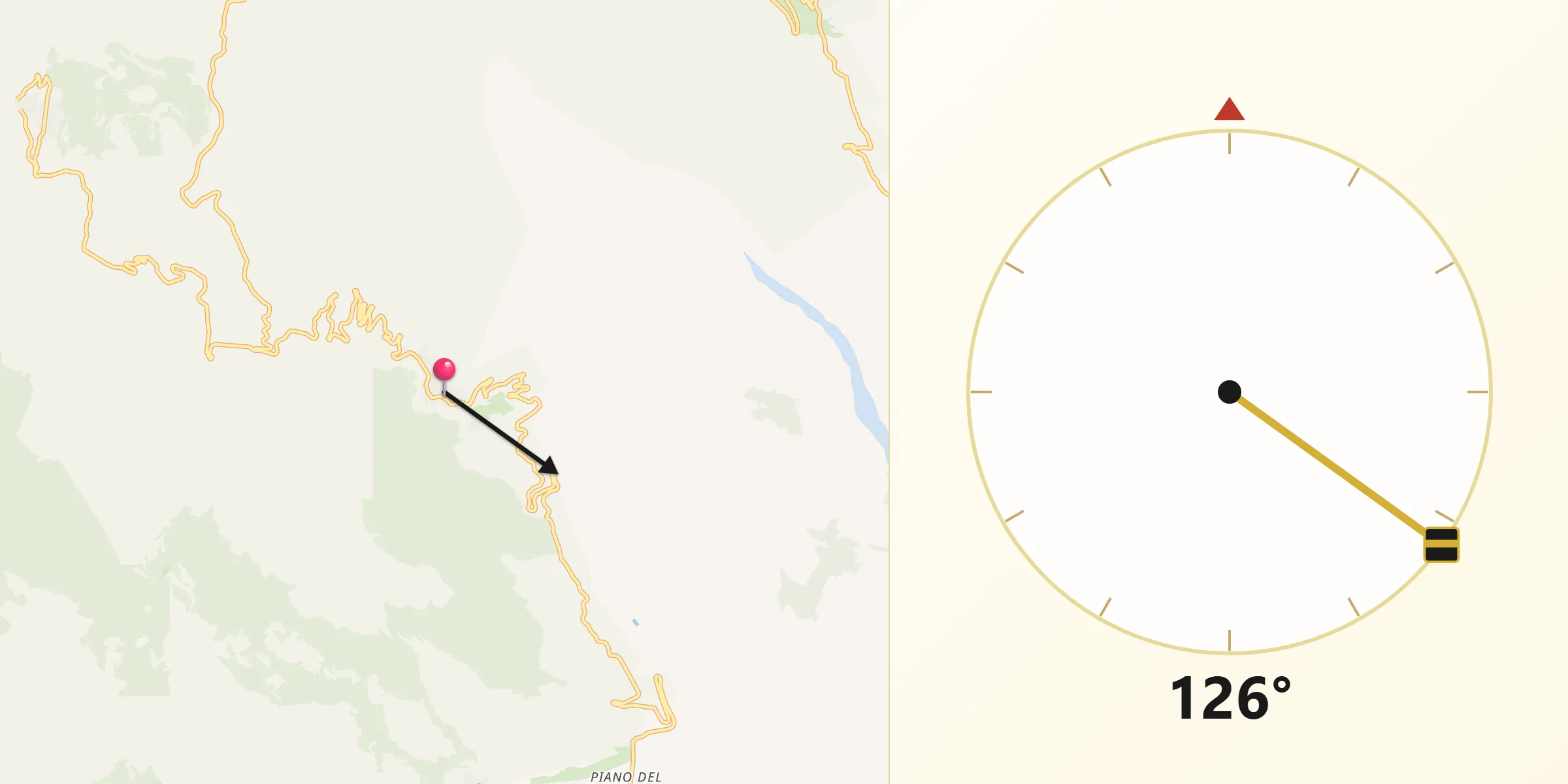 Direzione della Qibla da Cerchiara di Calabria