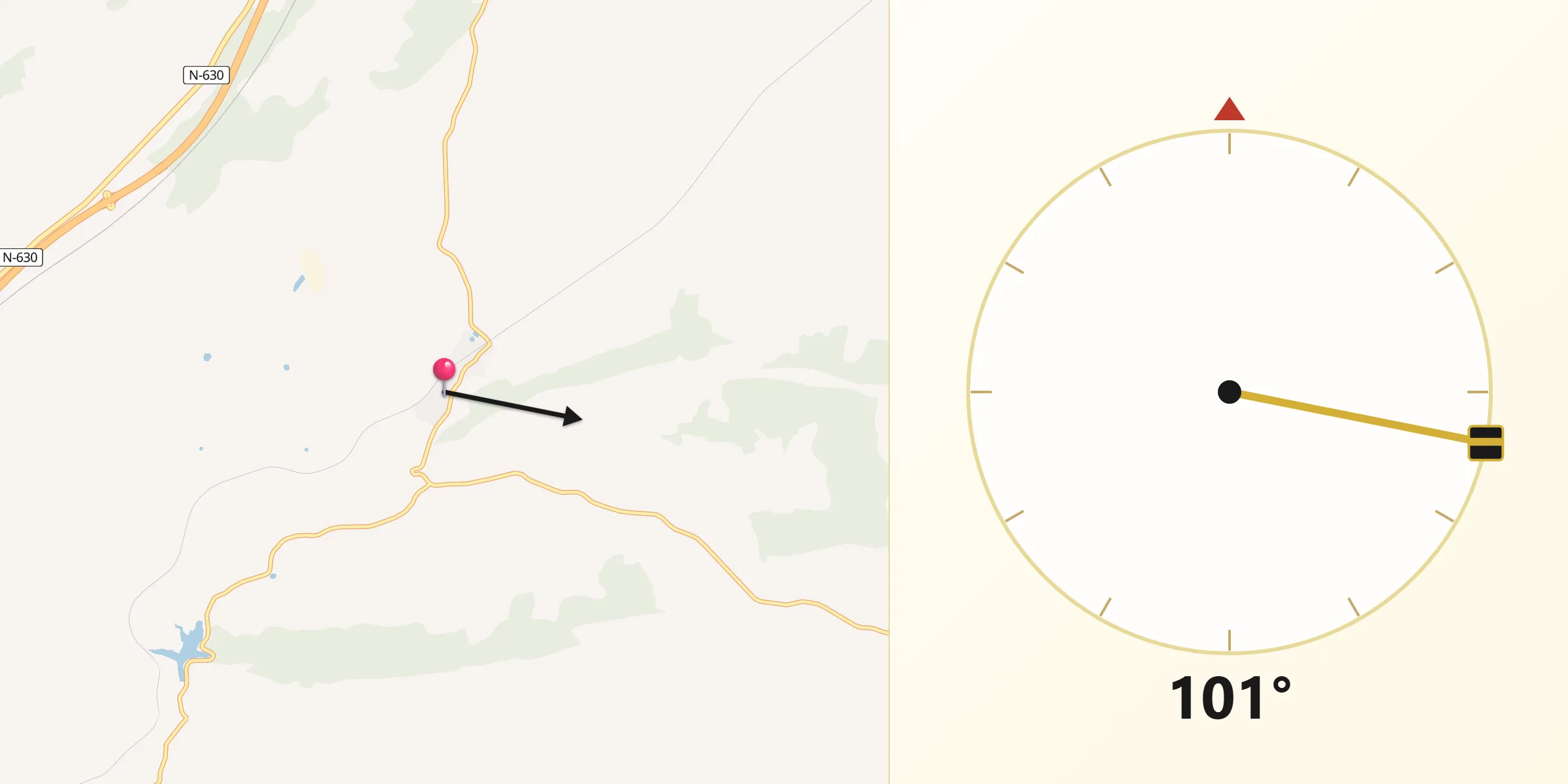 Dirección de la Qibla desde Mirabel