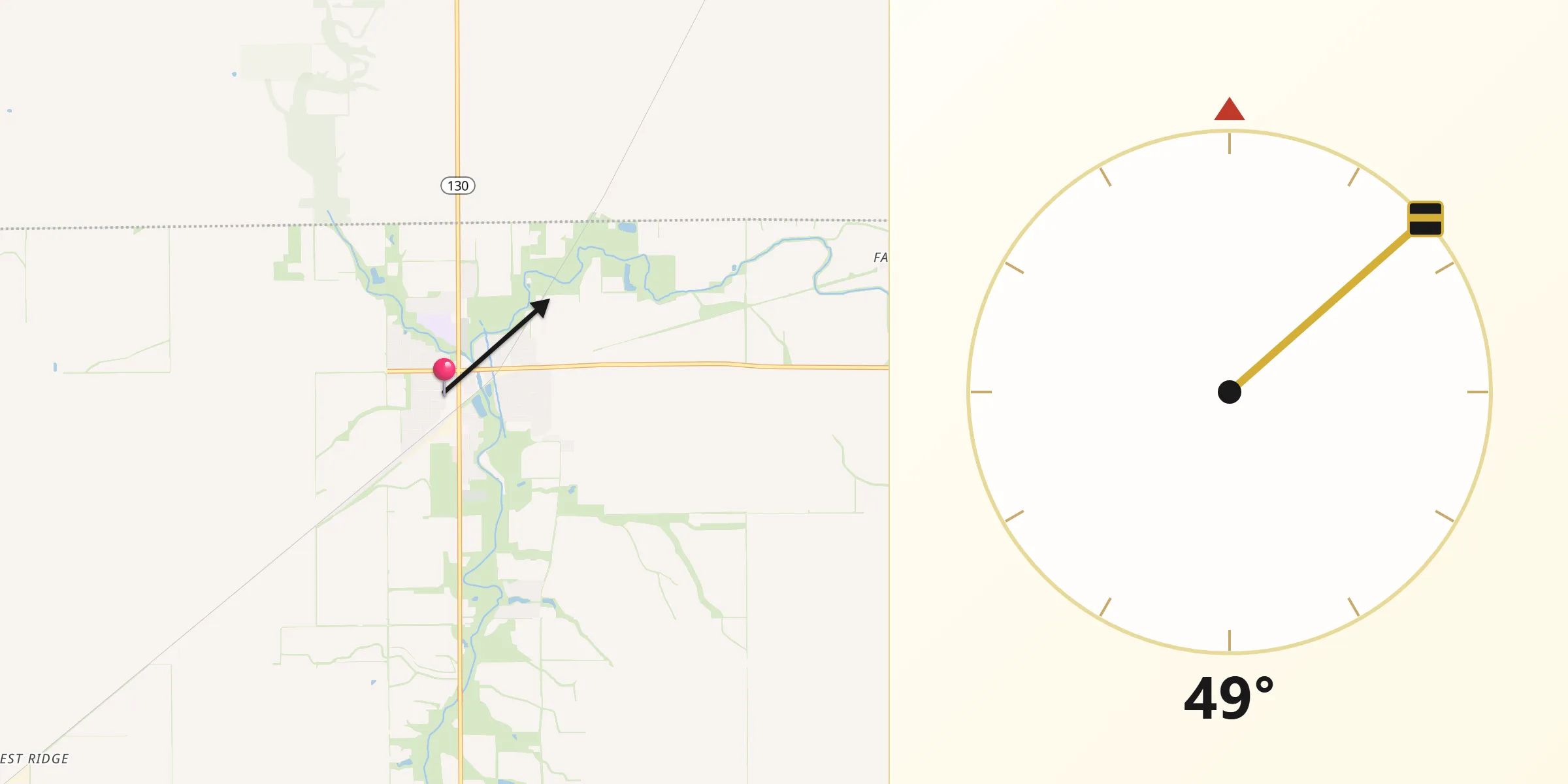 Qibla Direction from Villa Grove