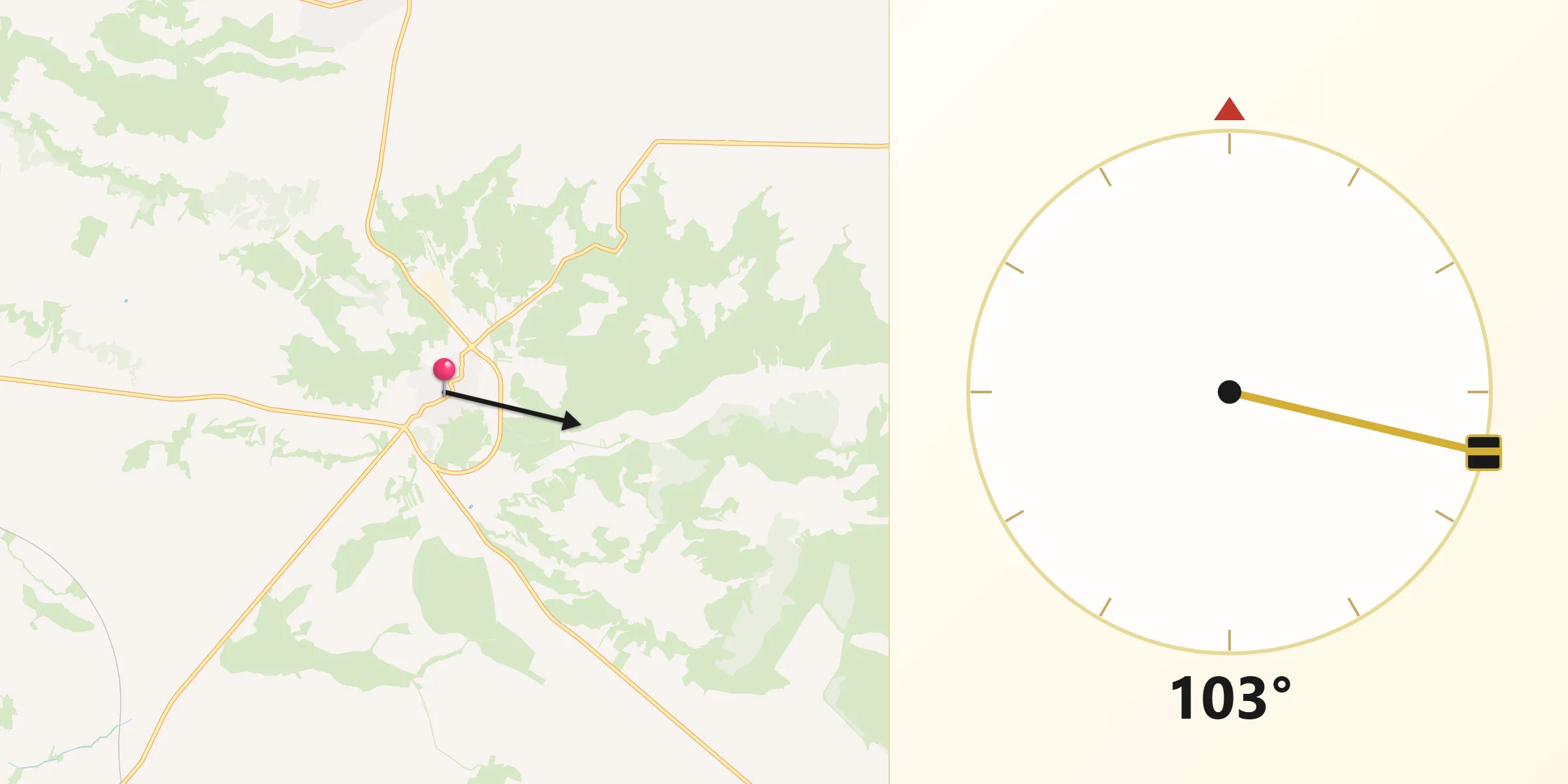 Dirección de la Qibla desde Huerta de Valdecarábanos