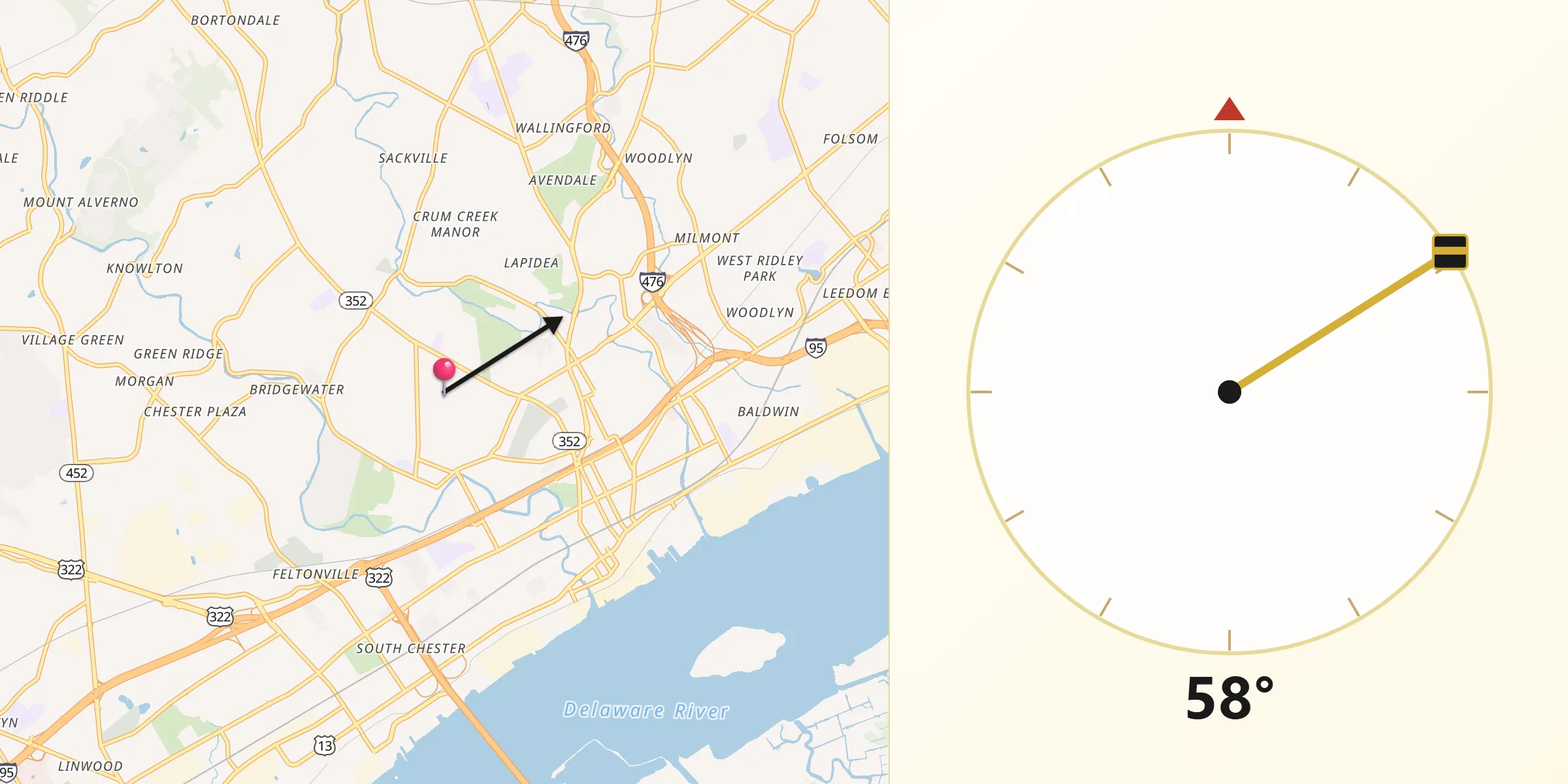 Qibla Direction from Parkside