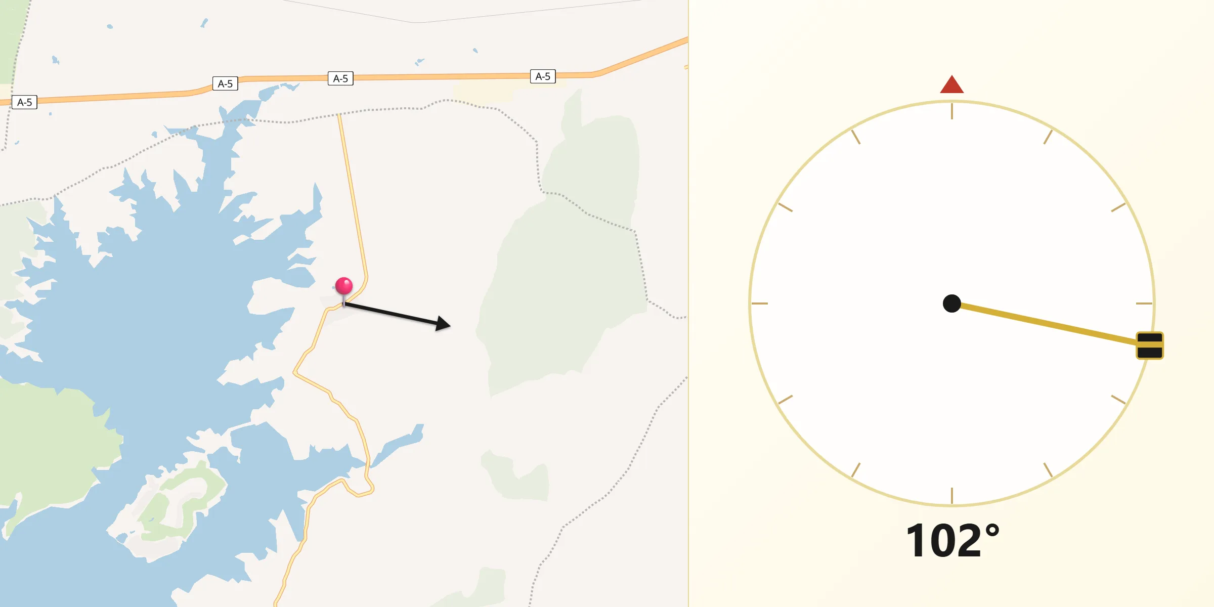 Dirección de la Qibla desde El Gordo