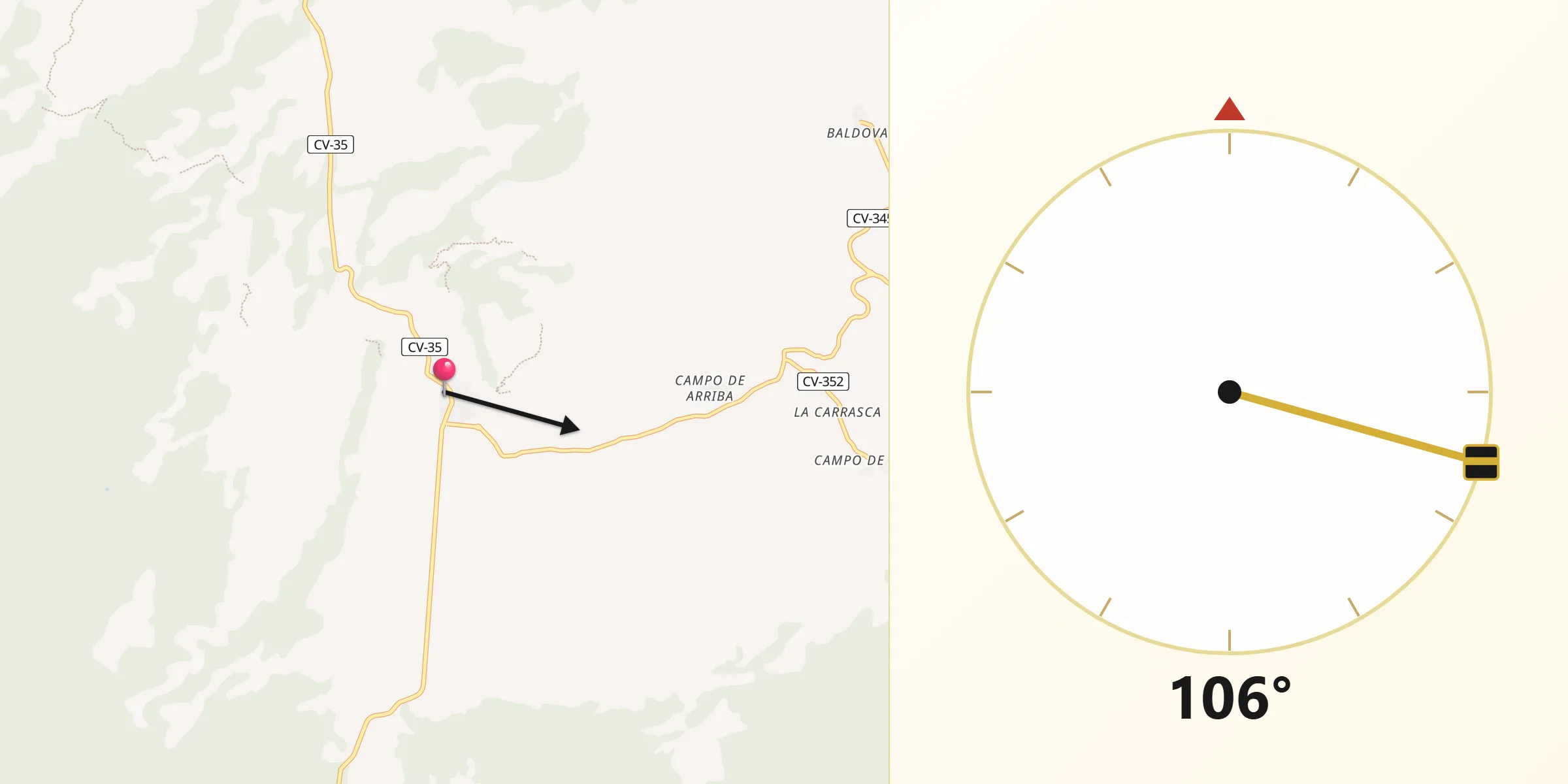 Dirección de la Qibla desde Titaguas