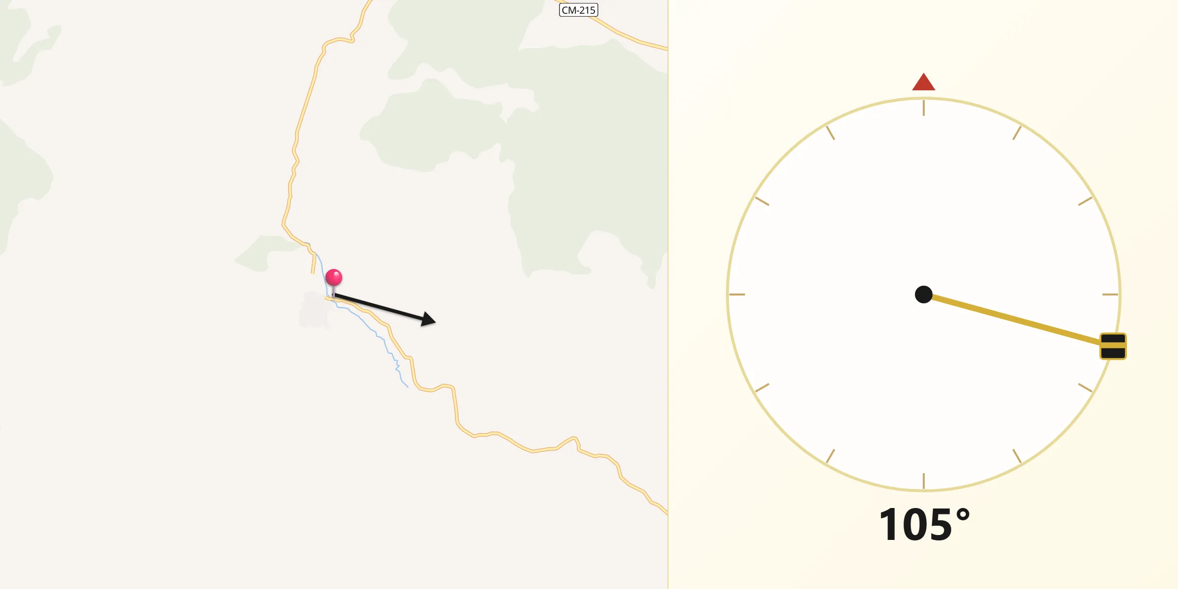 Dirección de la Qibla desde Henarejos