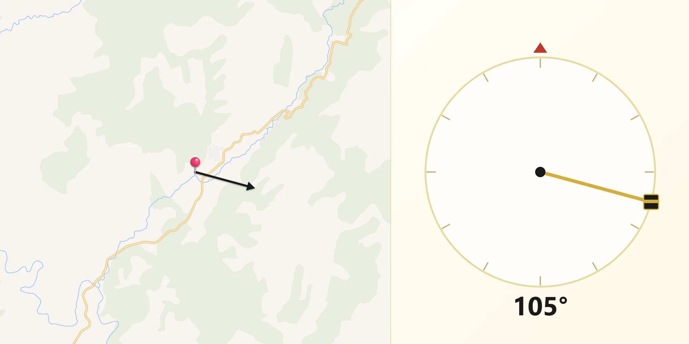 Dirección de la Qibla desde Villar del Humo