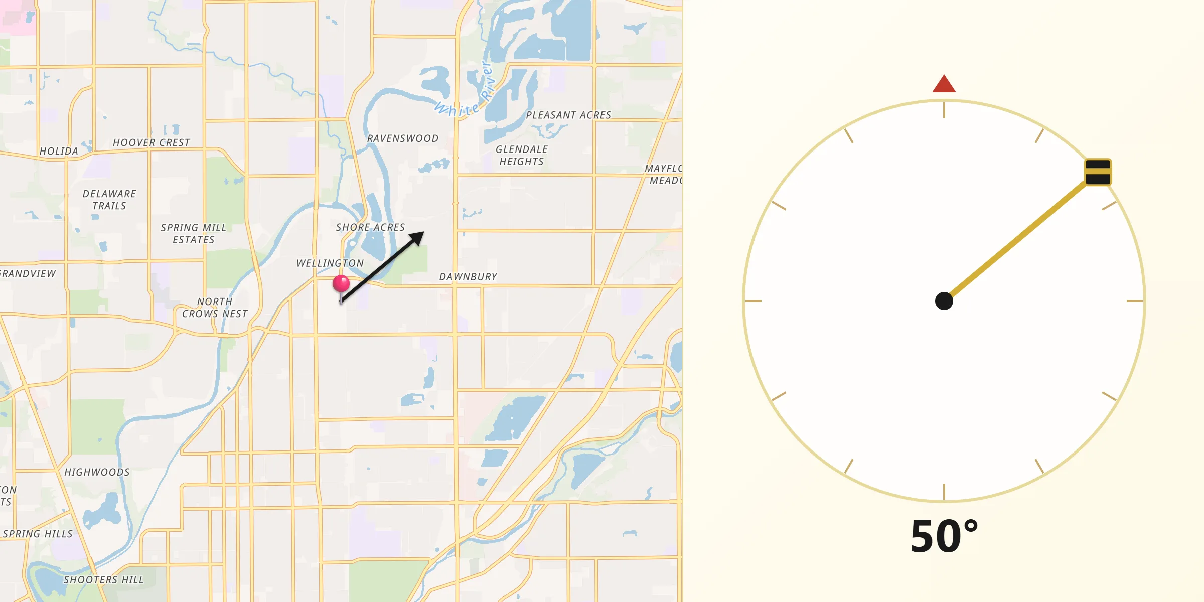 Qibla Direction from Broad Ripple