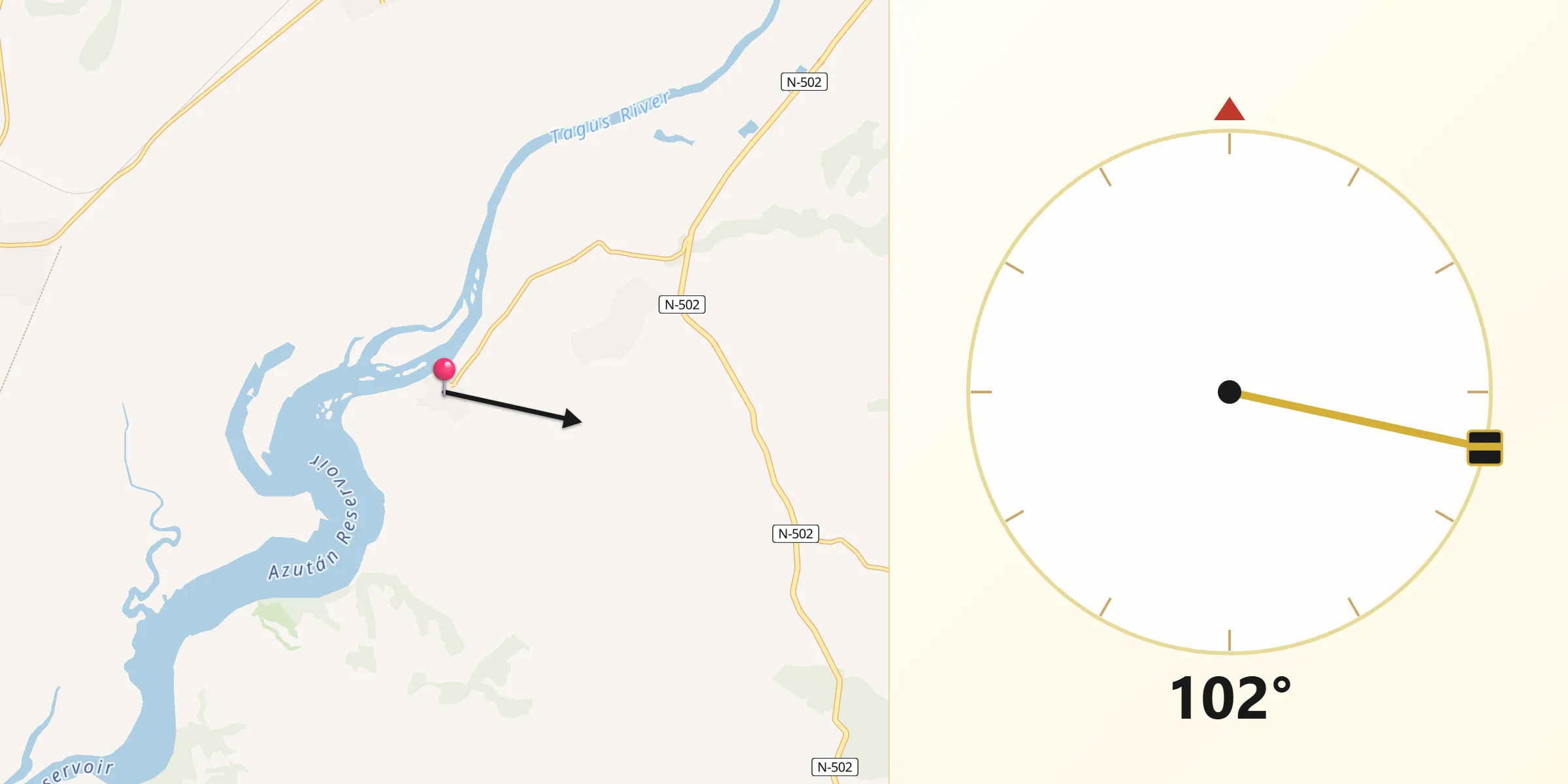 Dirección de la Qibla desde Las Herencias