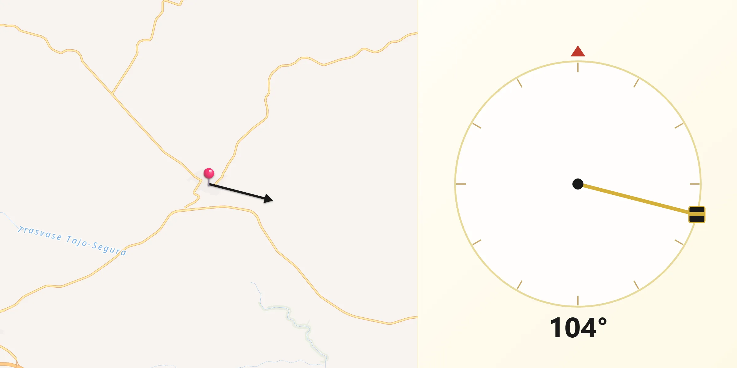 Dirección de la Qibla desde Villarejo-Periesteban