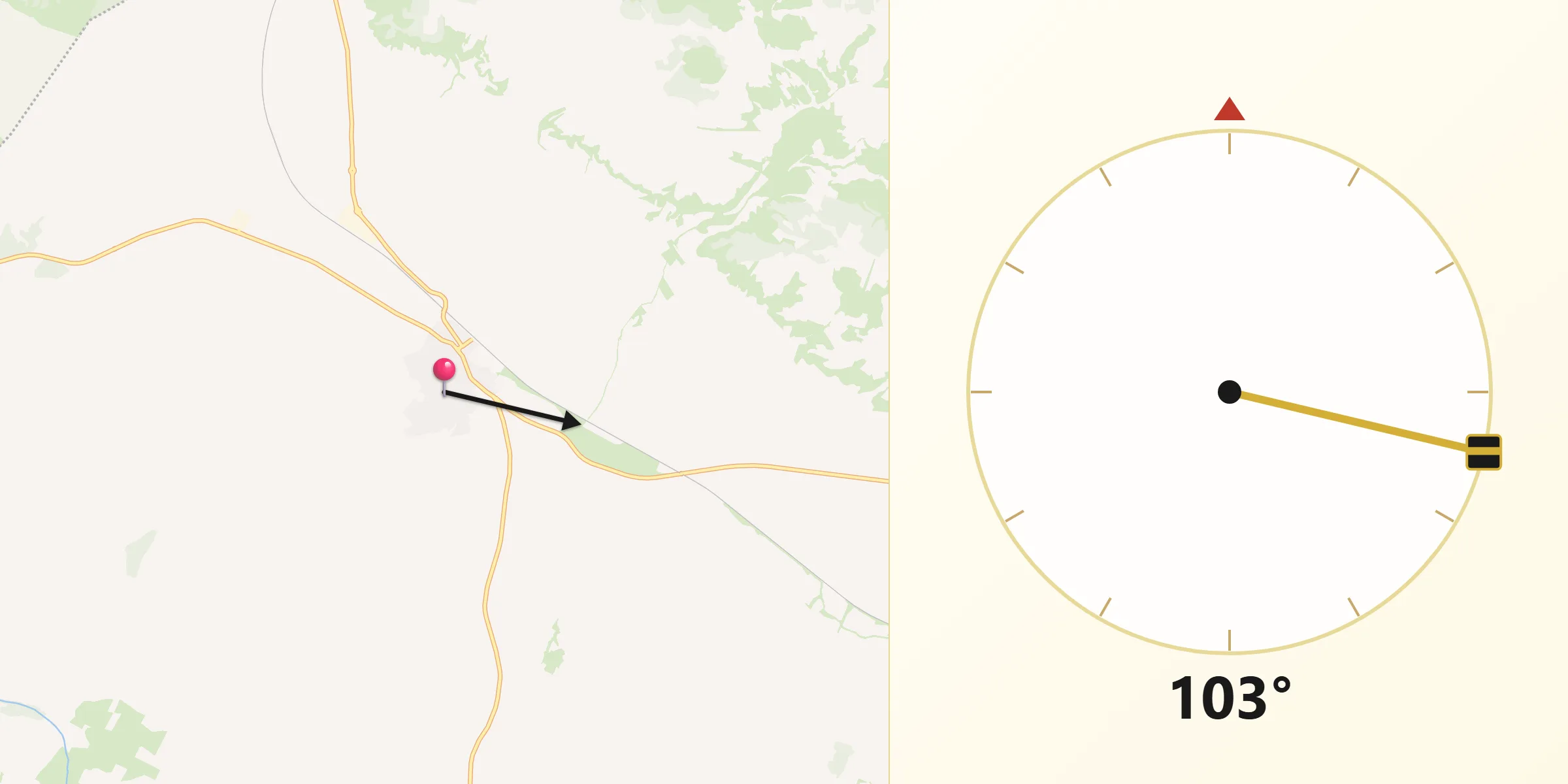 Dirección de la Qibla desde Villasequilla