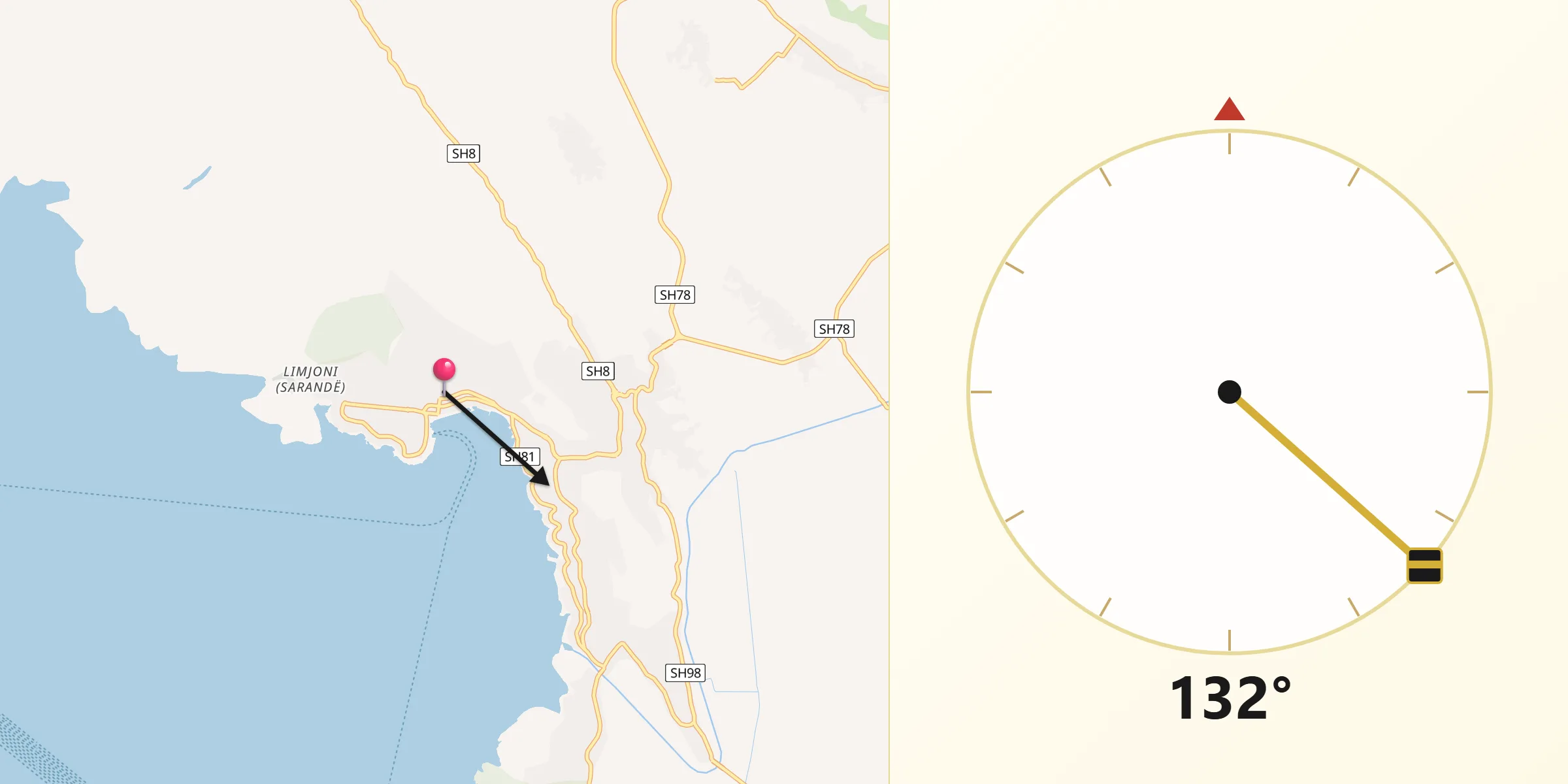 Drejtimi i Qibles nga Sarandë