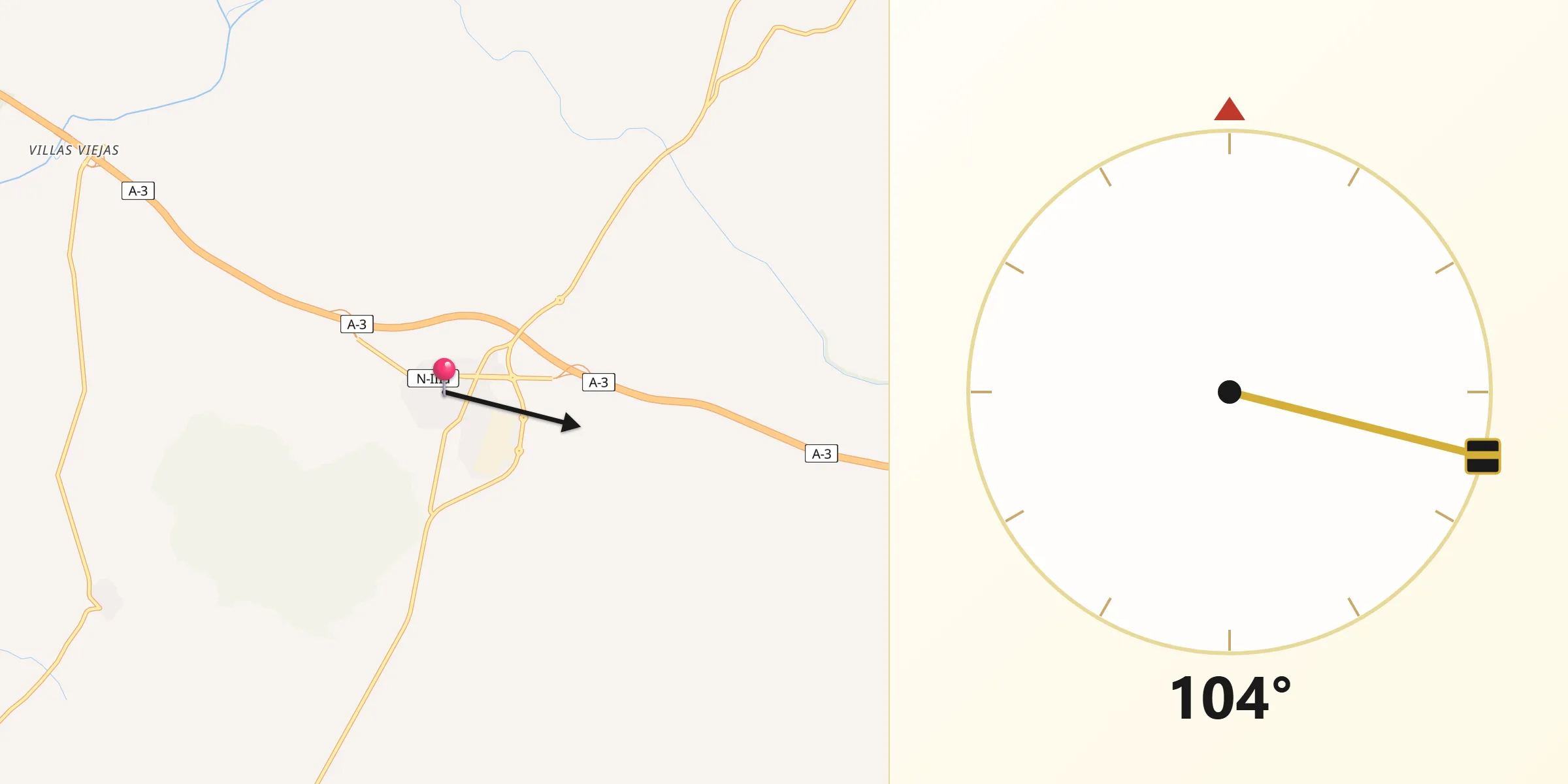Dirección de la Qibla desde Montalbo