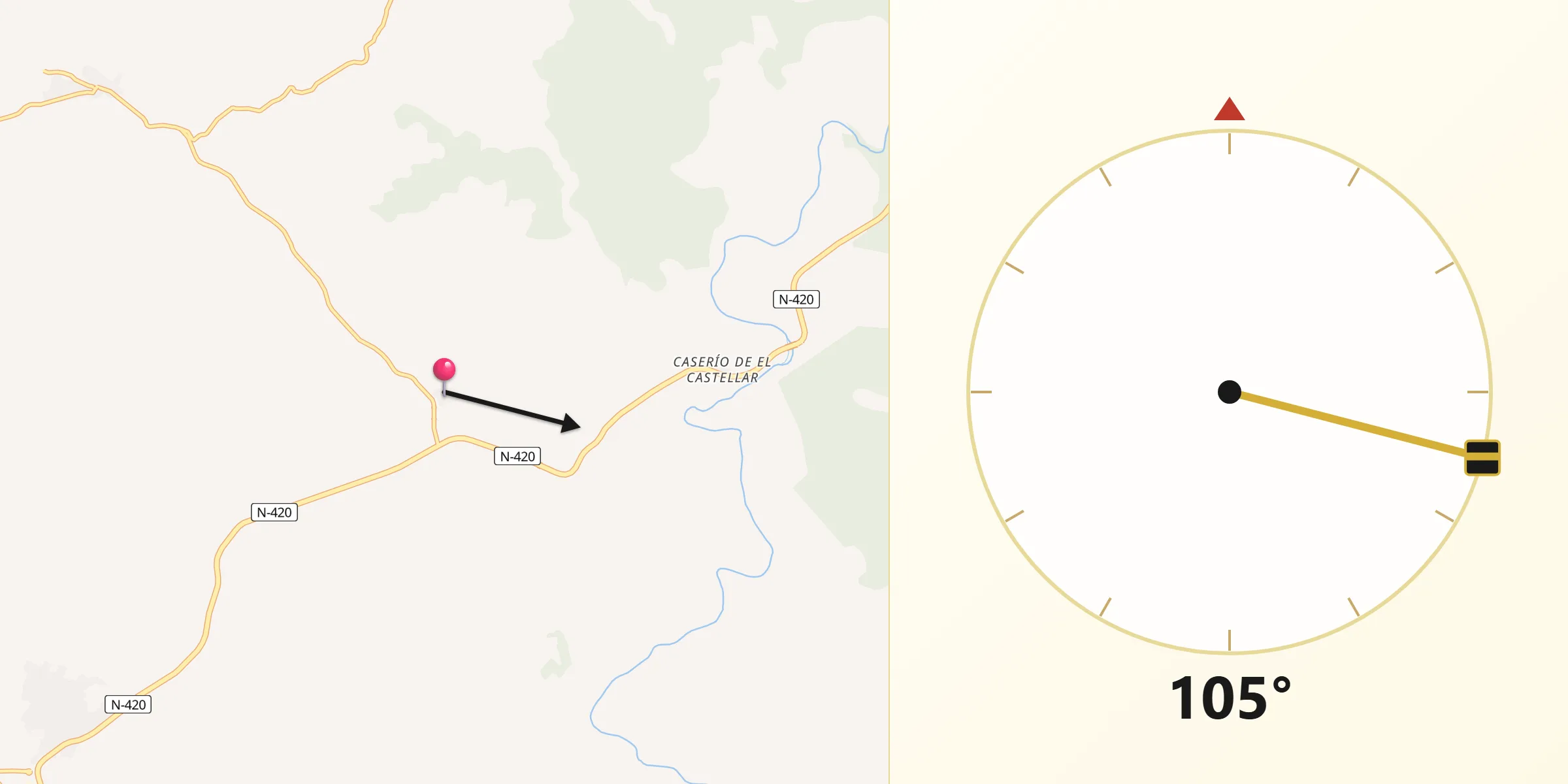 Dirección de la Qibla desde Mota de Altarejos