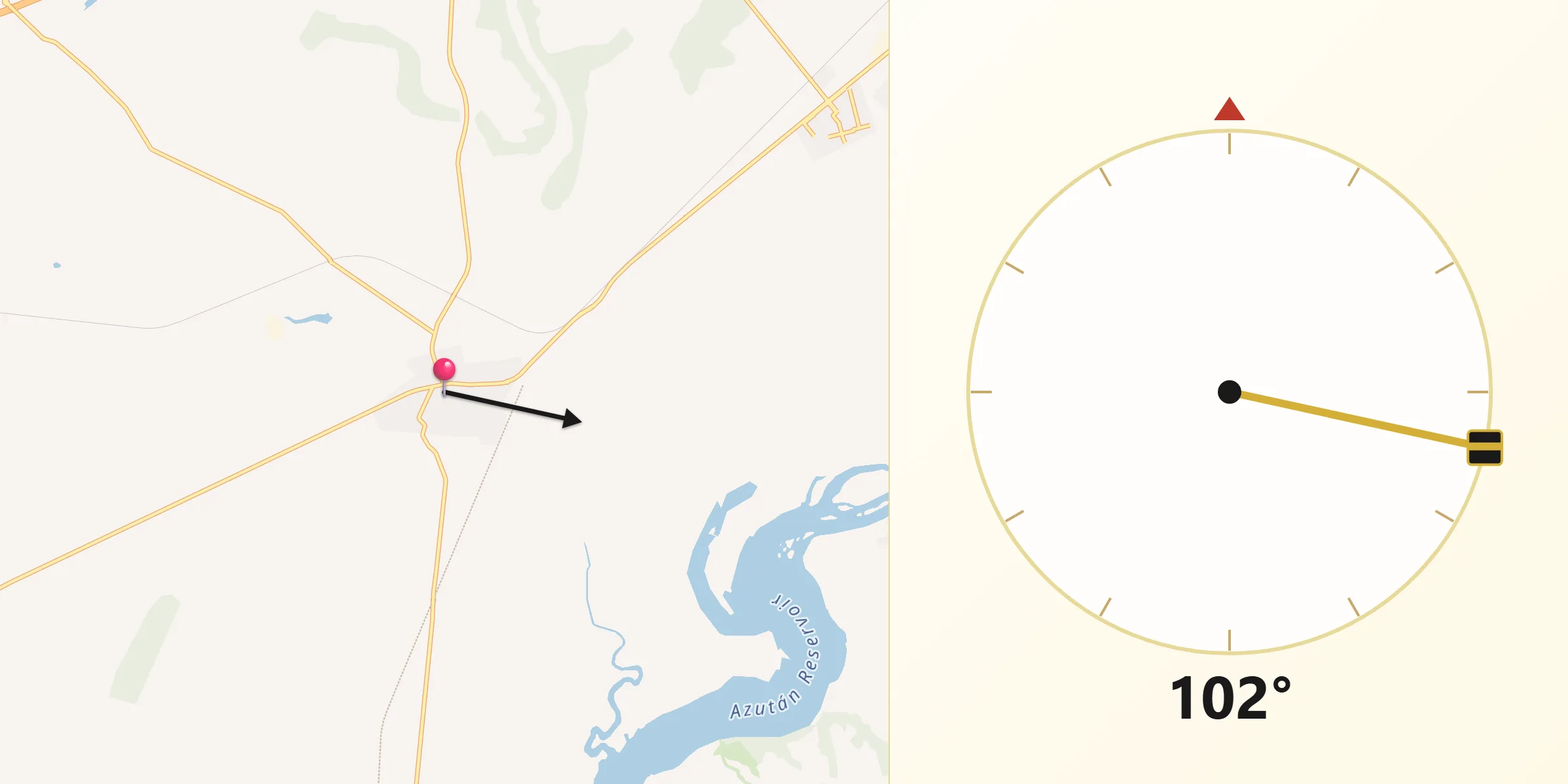 Dirección de la Qibla desde Calera y Chozas