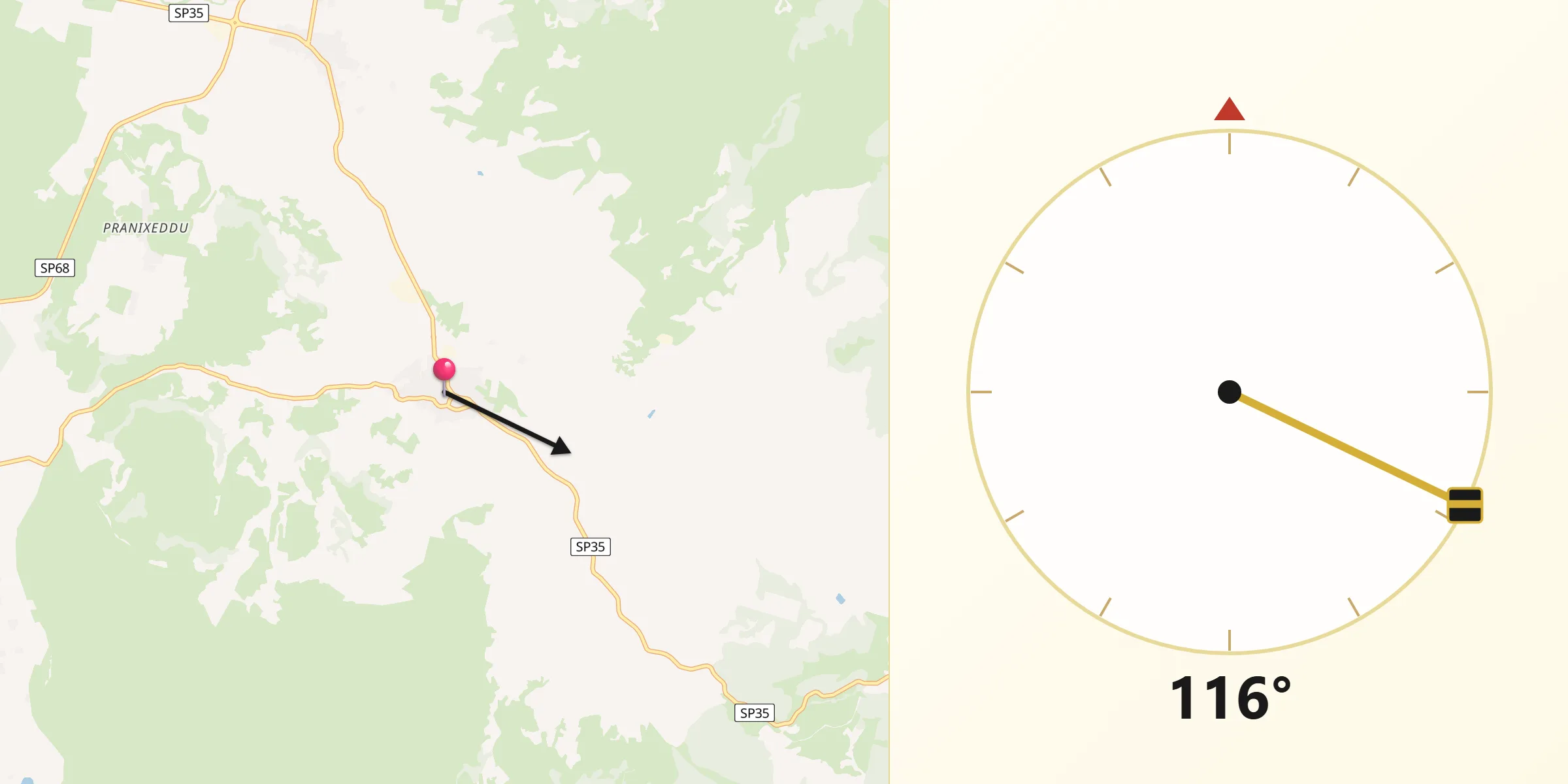 Direzione della Qibla da Villaurbana