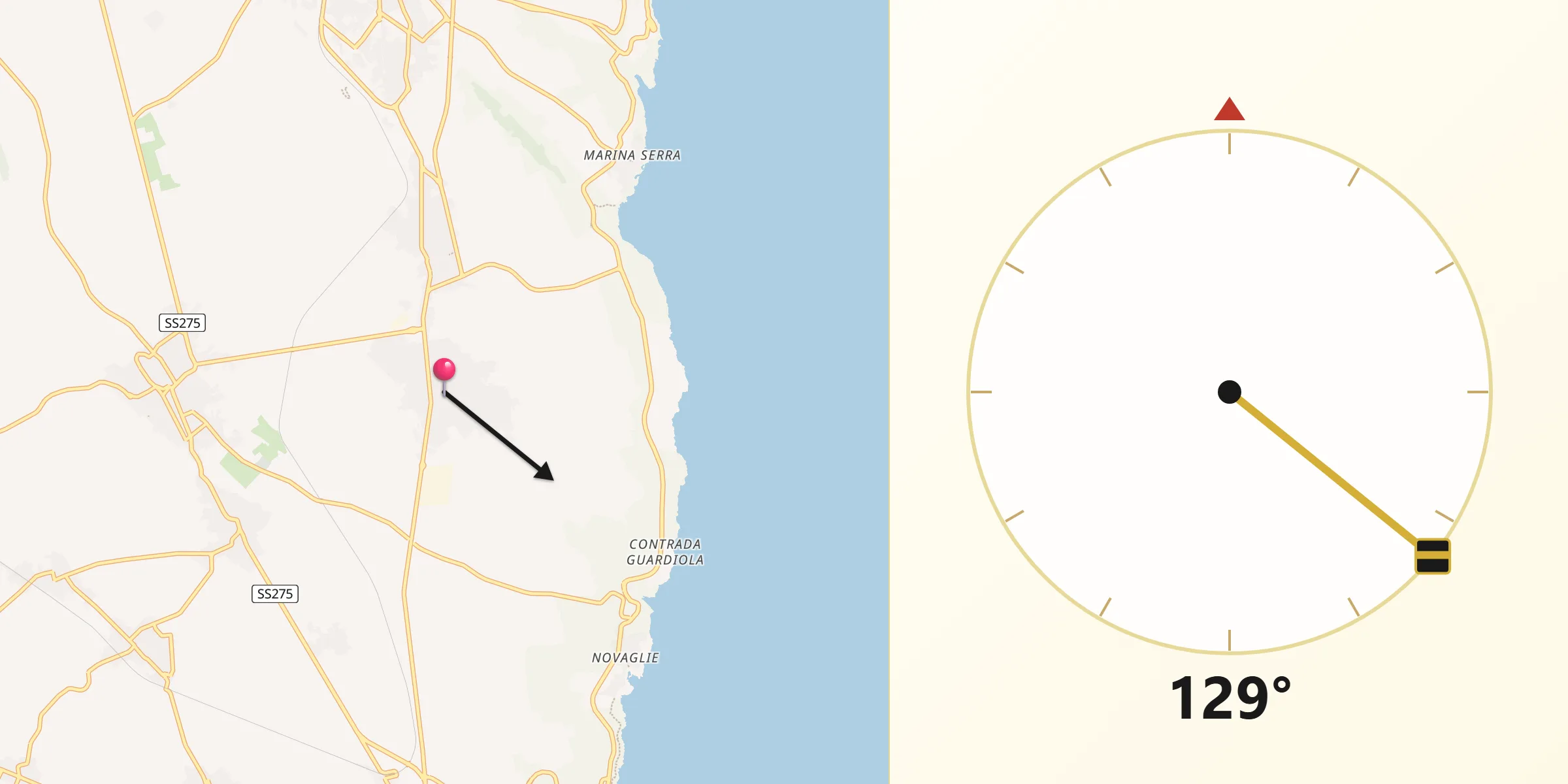 Direzione della Qibla da Corsano