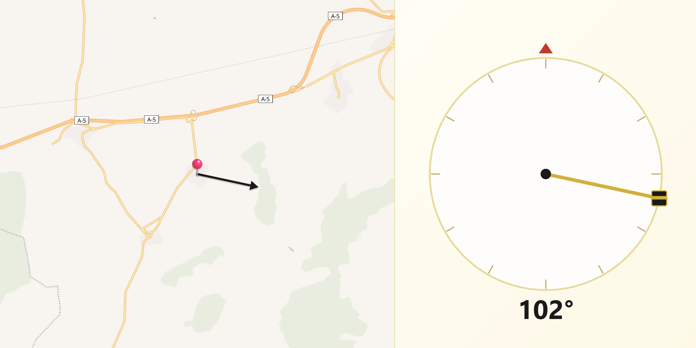 Dirección de la Qibla desde Herreruela de Oropesa