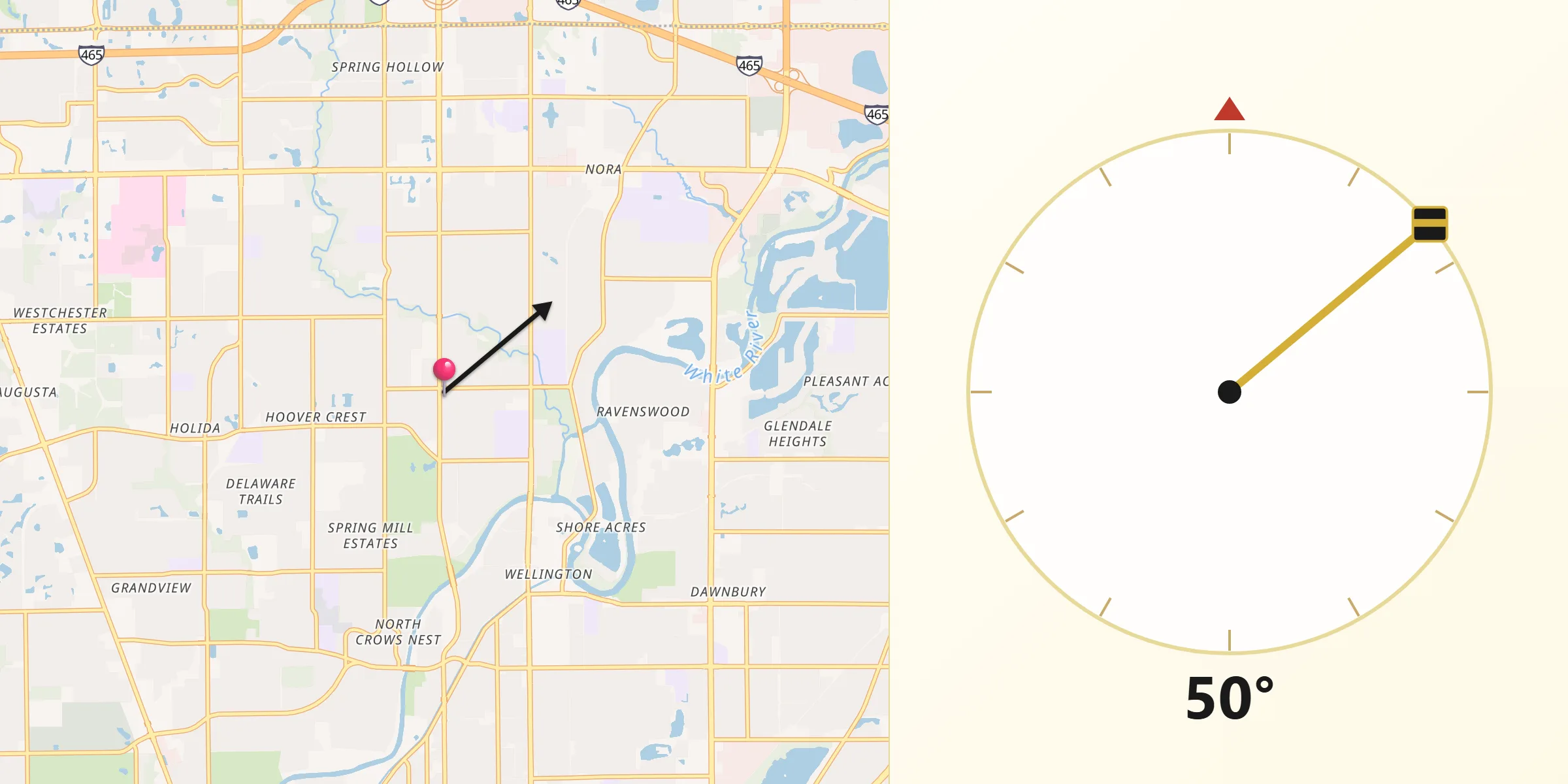 Qibla Direction from Meridian Hills