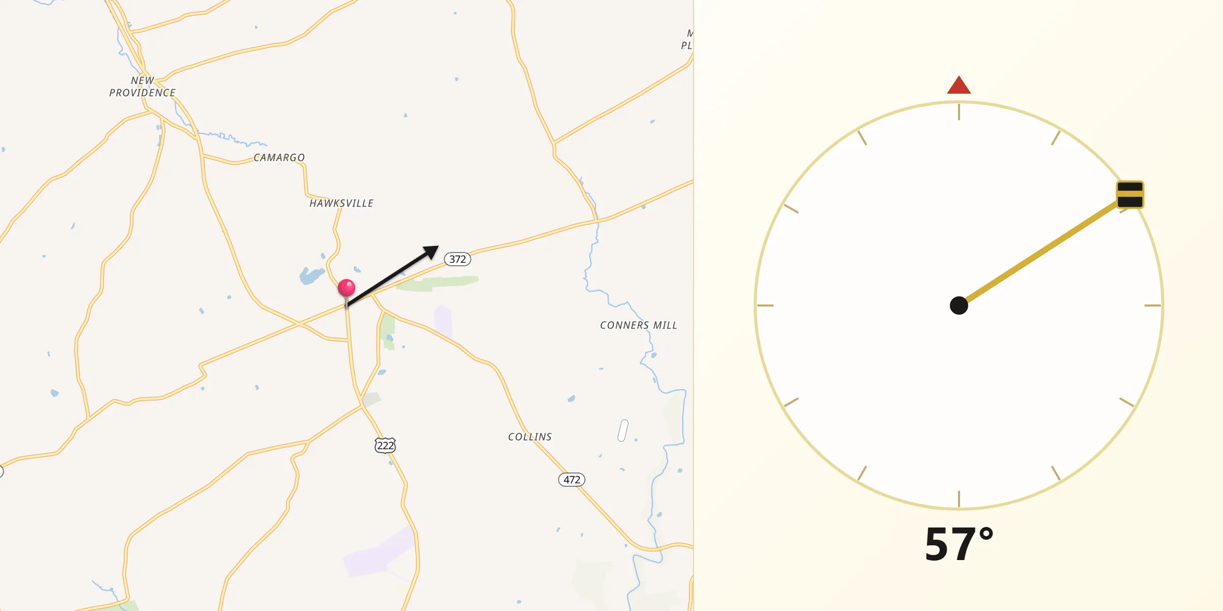 Qibla Direction from Quarryville