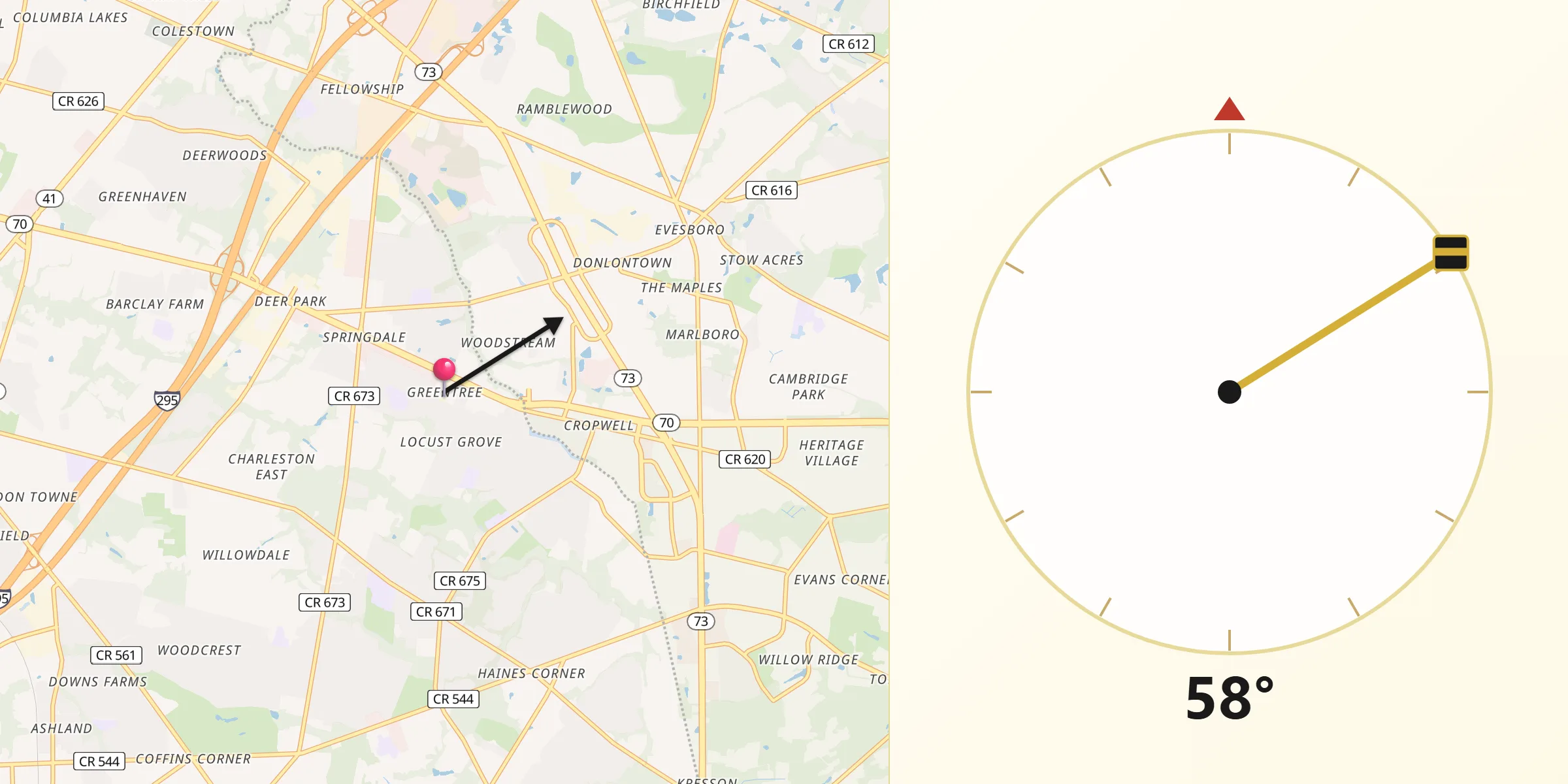 Qibla Direction from Greentree