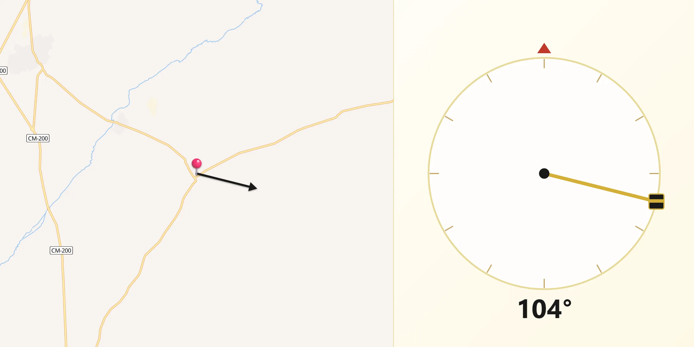 Dirección de la Qibla desde Torrubia del Campo