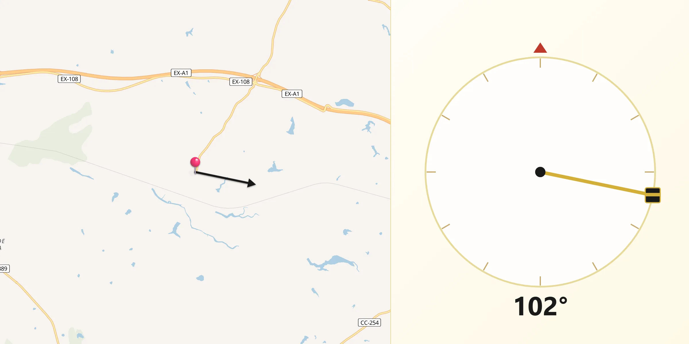 Dirección de la Qibla desde Toril