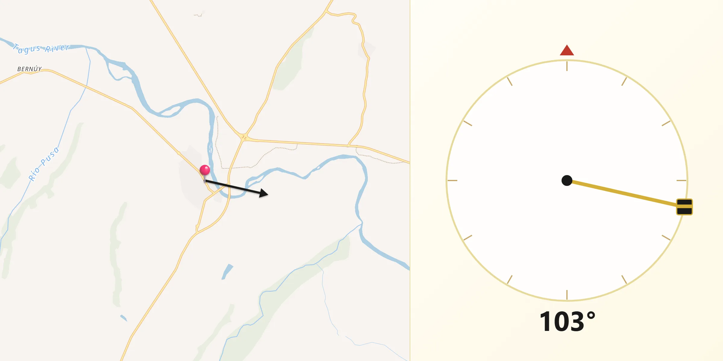 Dirección de la Qibla desde Malpica de Tajo
