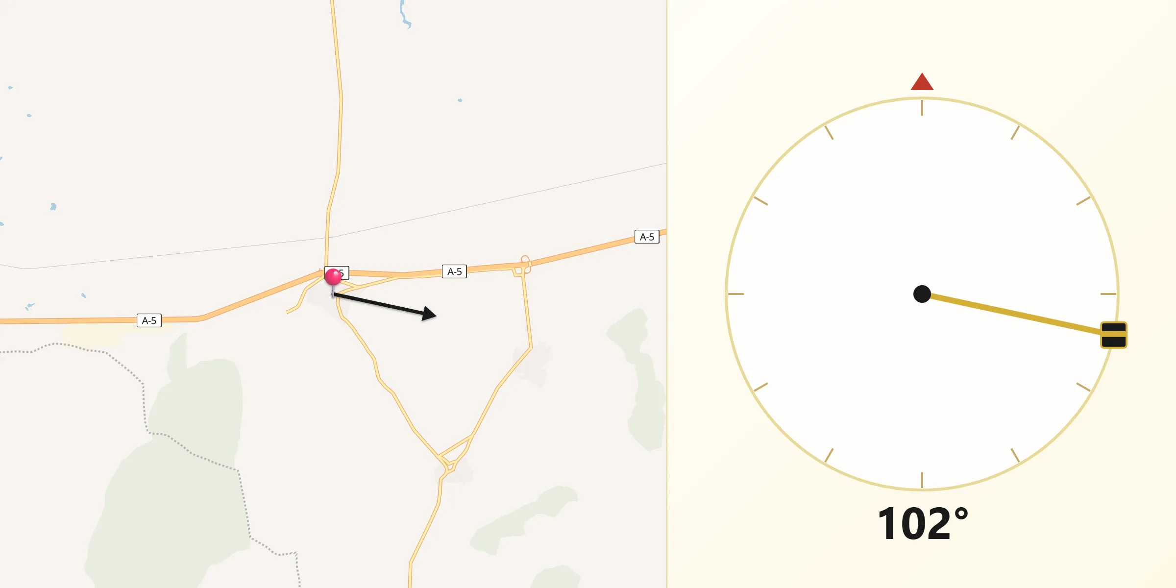Dirección de la Qibla desde Calzada de Oropesa