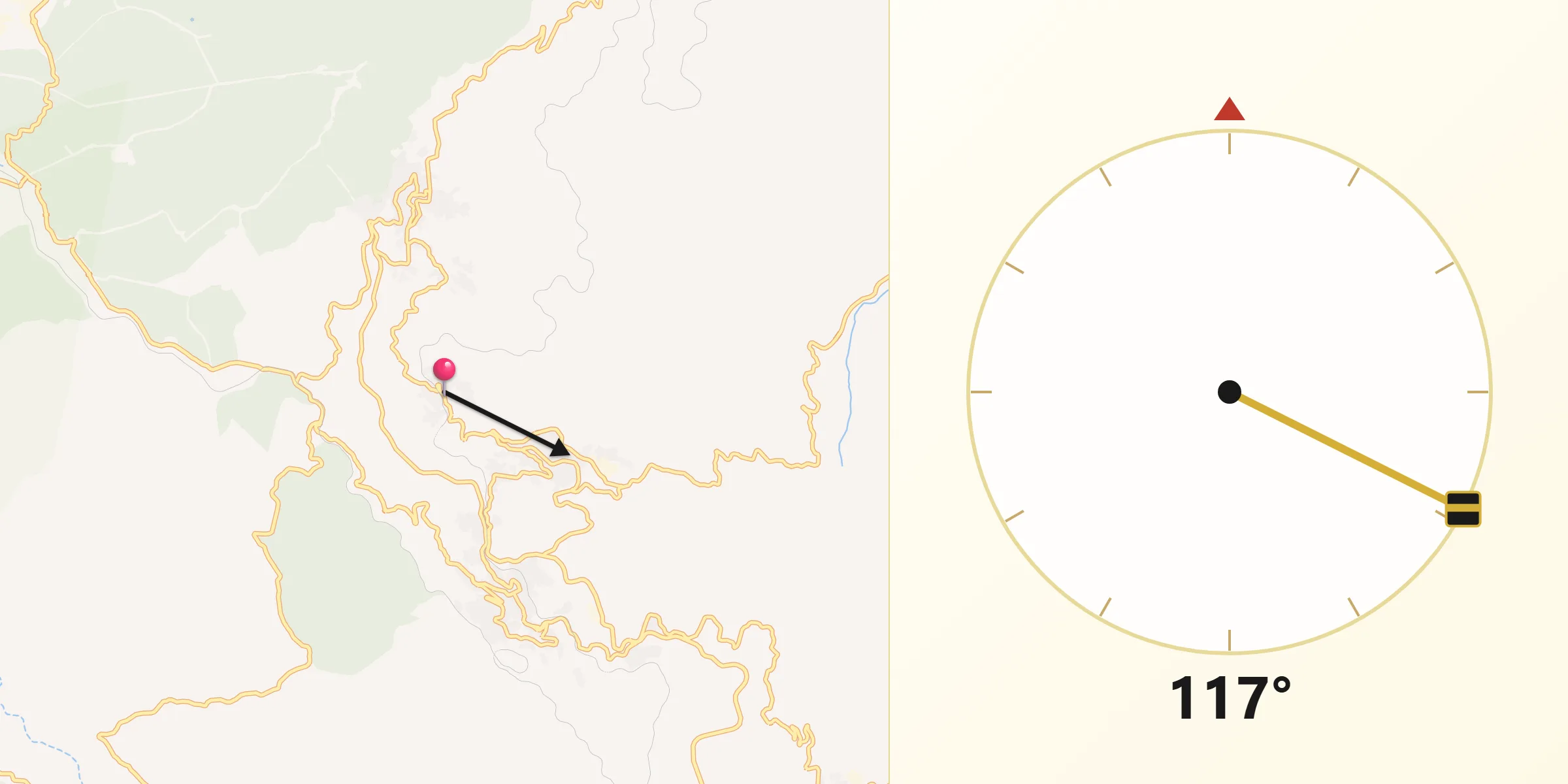 Direzione della Qibla da Elini