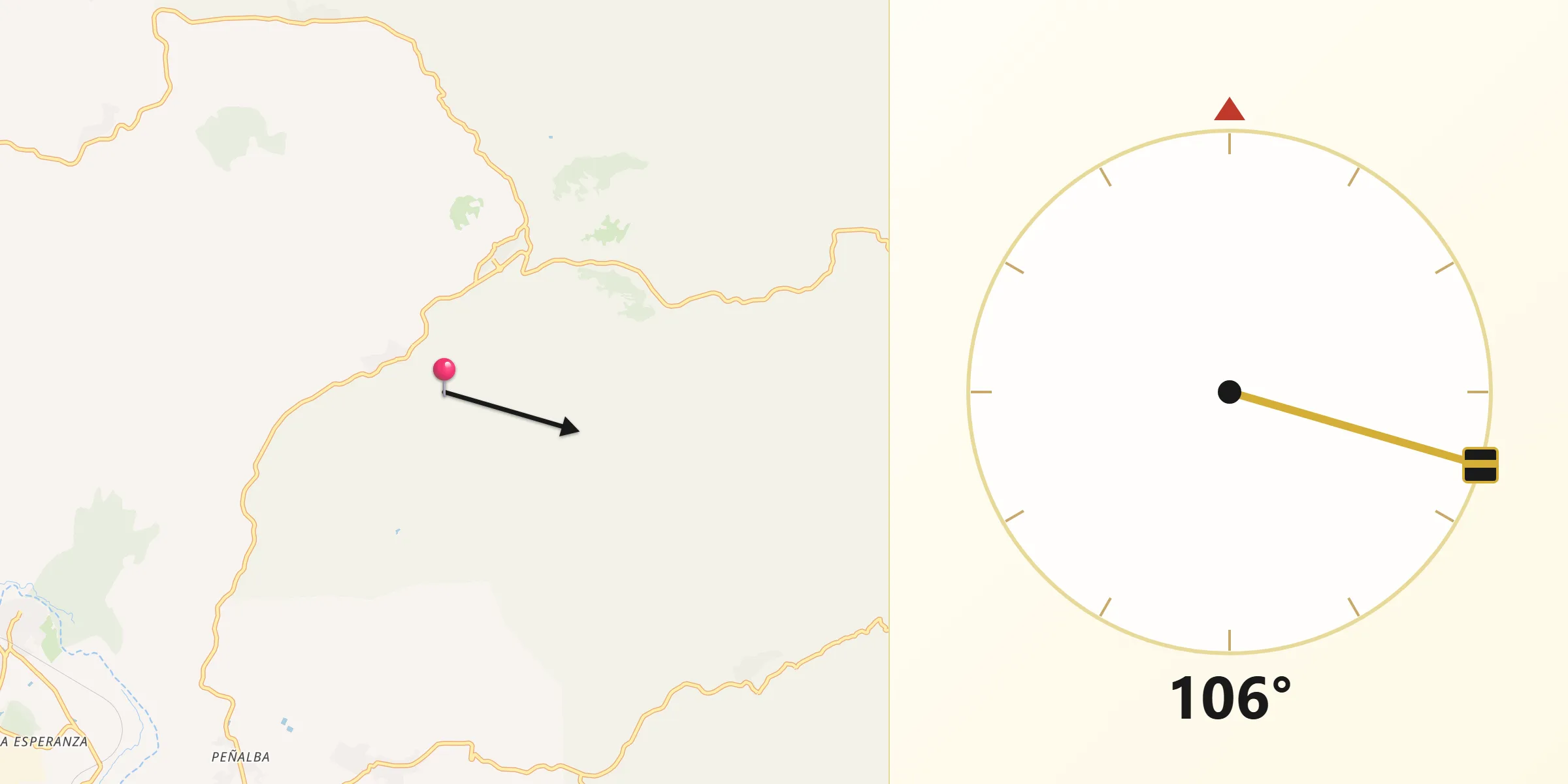 Dirección de la Qibla desde Vall de Almonacid