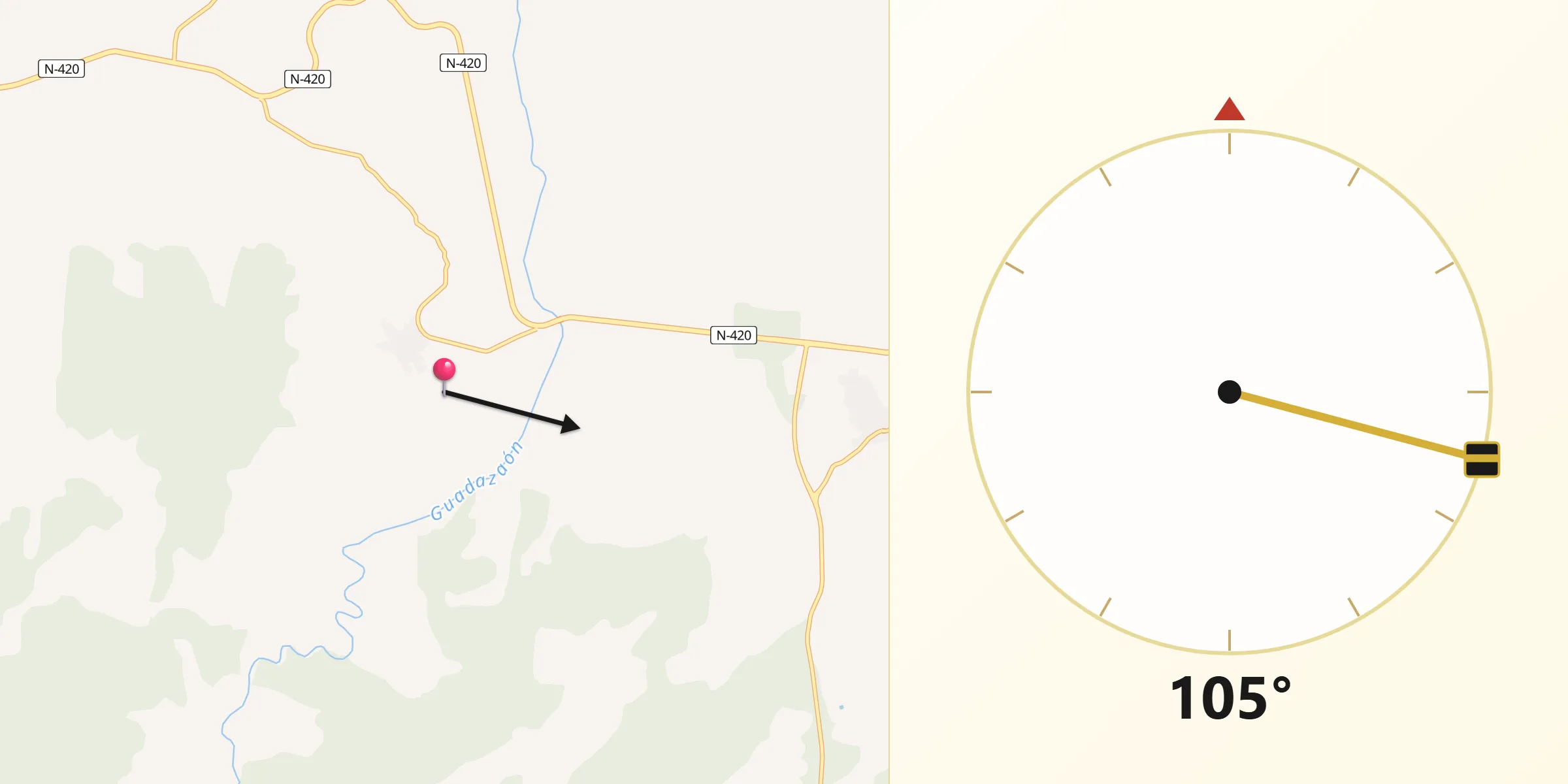 Dirección de la Qibla desde Reíllo