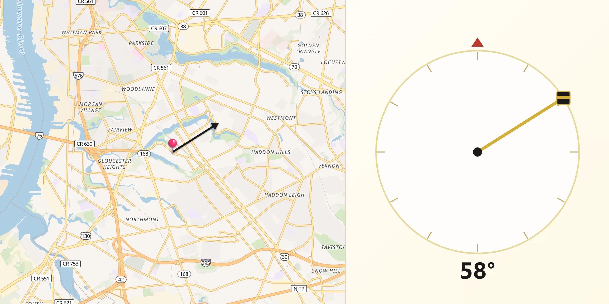 Qibla Direction from Oaklyn