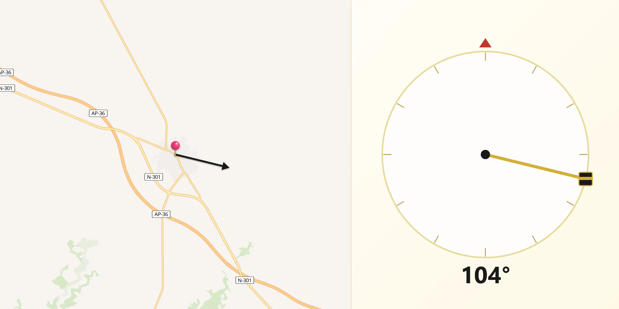 Dirección de la Qibla desde Villatobas