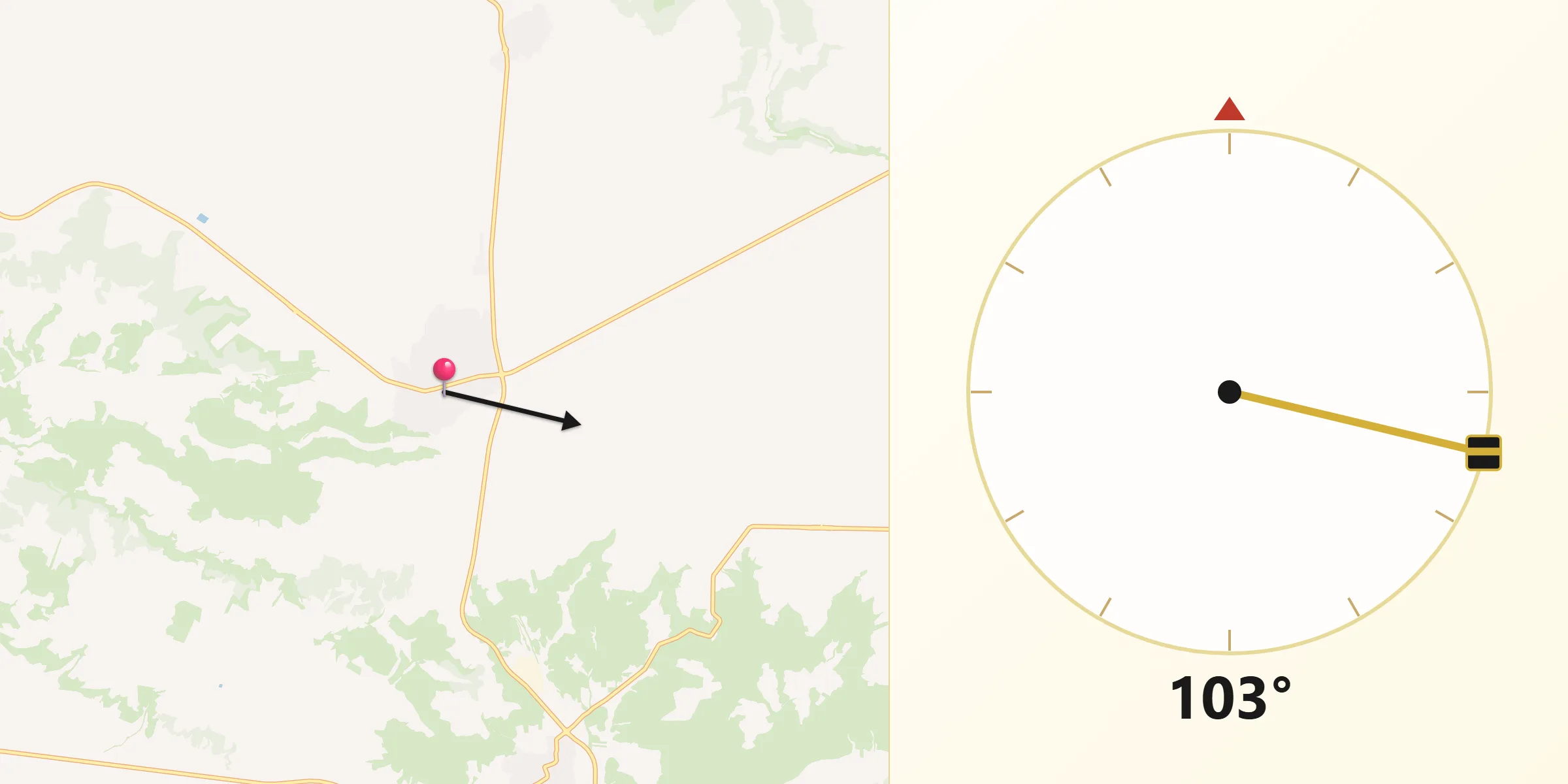 Dirección de la Qibla desde Yepes